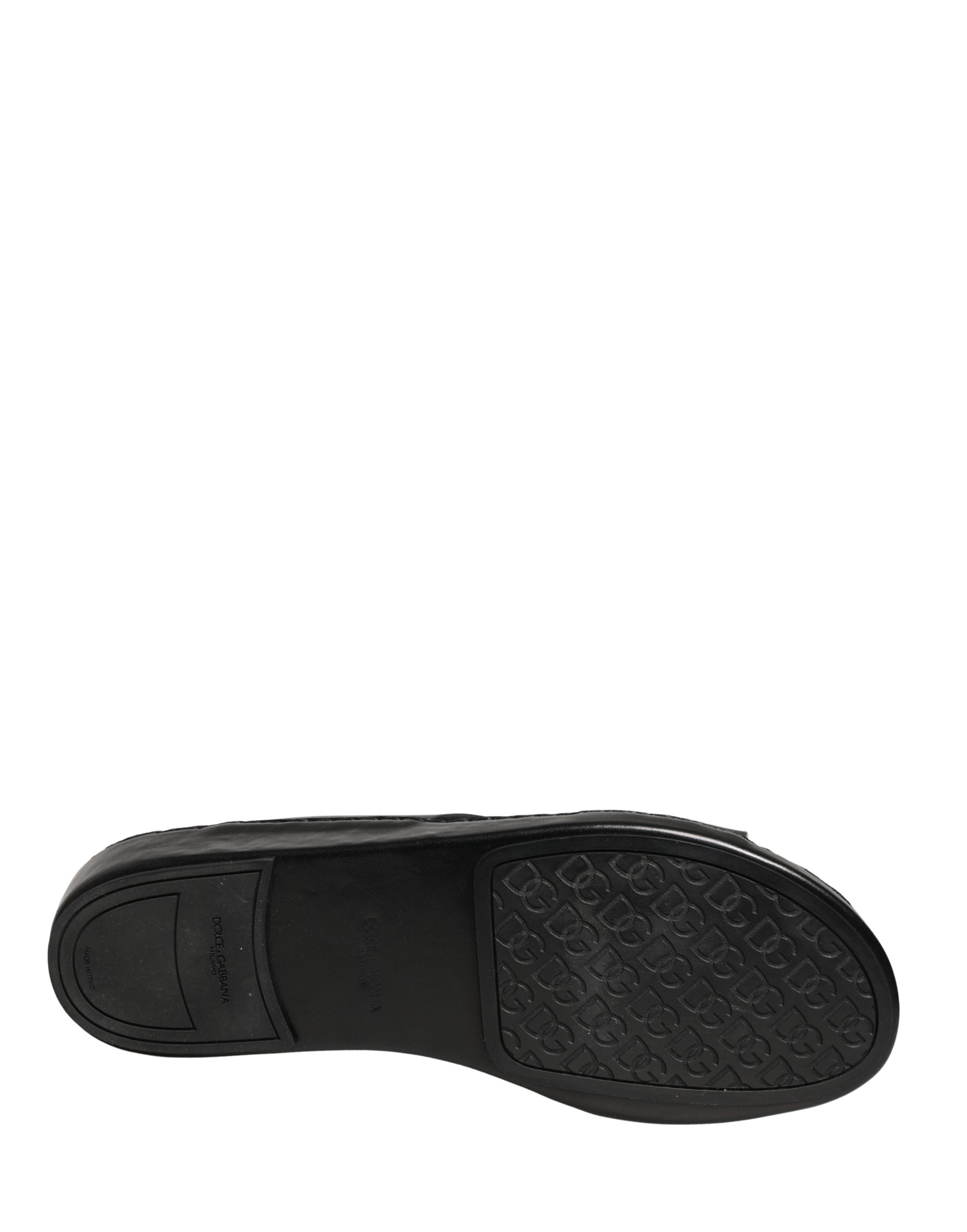 Dolce & Gabbana Black Leather Cutout DG Logo Sandals Shoes Dolce & Gabbana