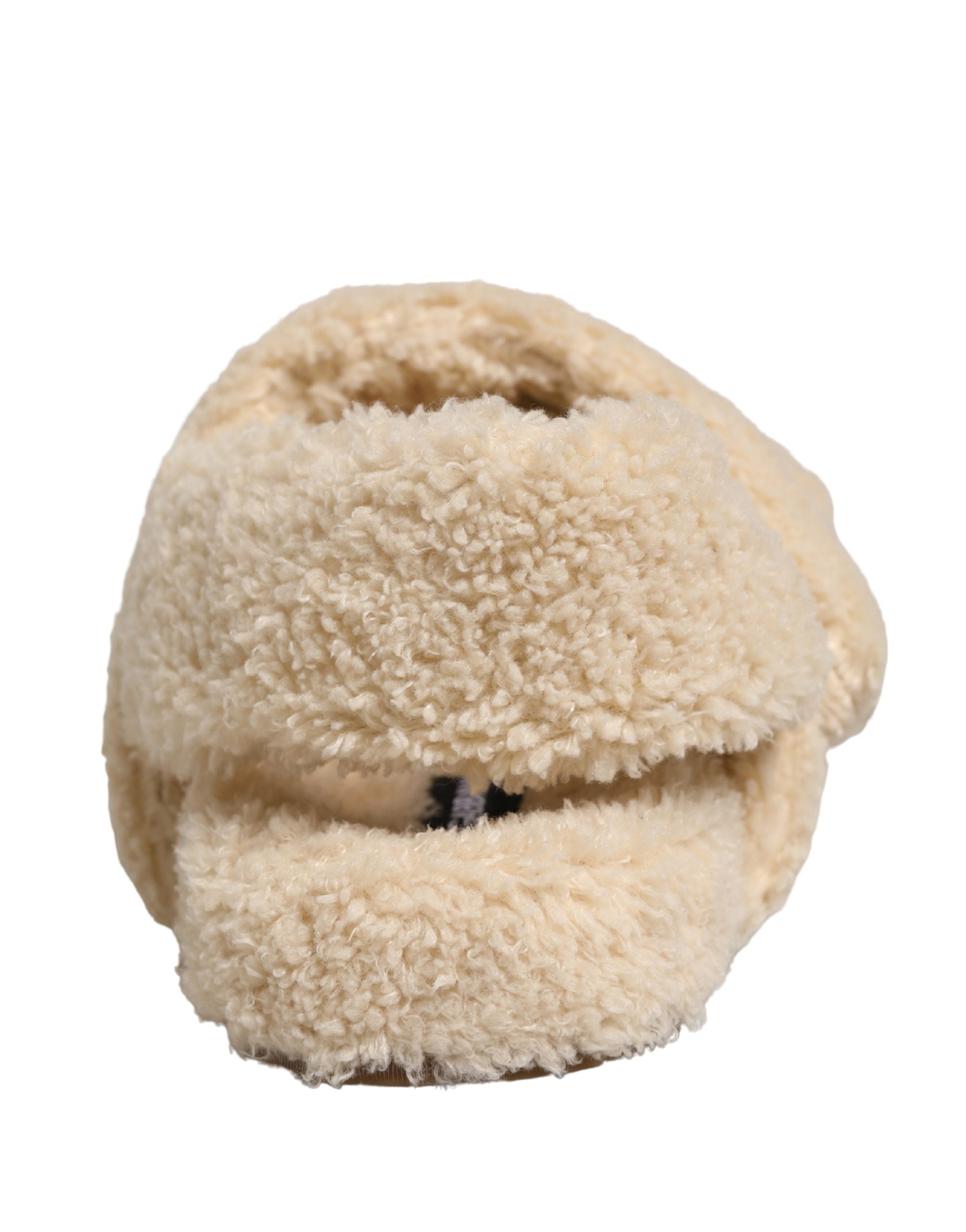 Dolce & Gabbana Beige Faux Fur Slides Men Flats Sandals Shoes Dolce & Gabbana
