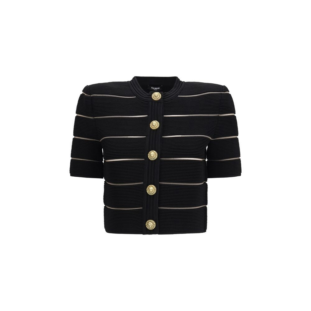 Balmain Black Viscose Cardigan Balmain