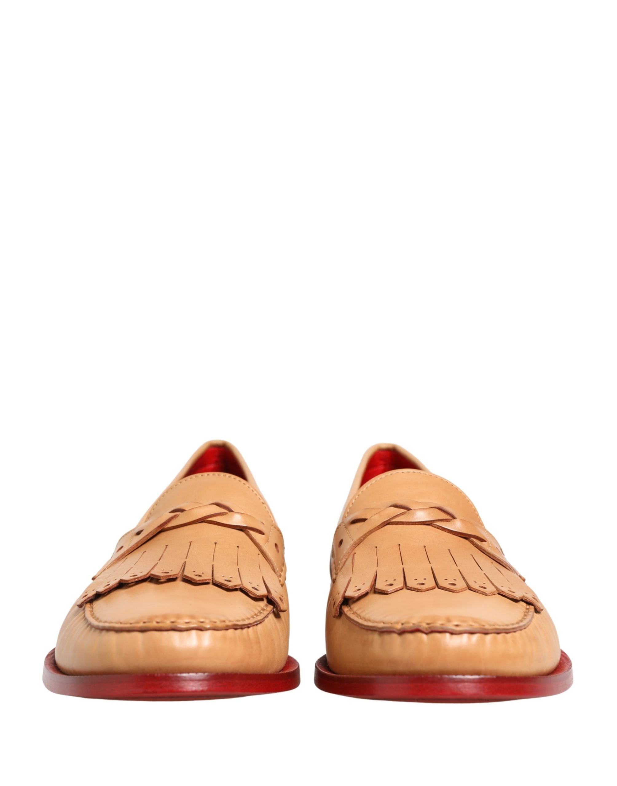 Dolce & Gabbana Beige Tassel Leather Men Slip On Loafers Shoes Dolce & Gabbana