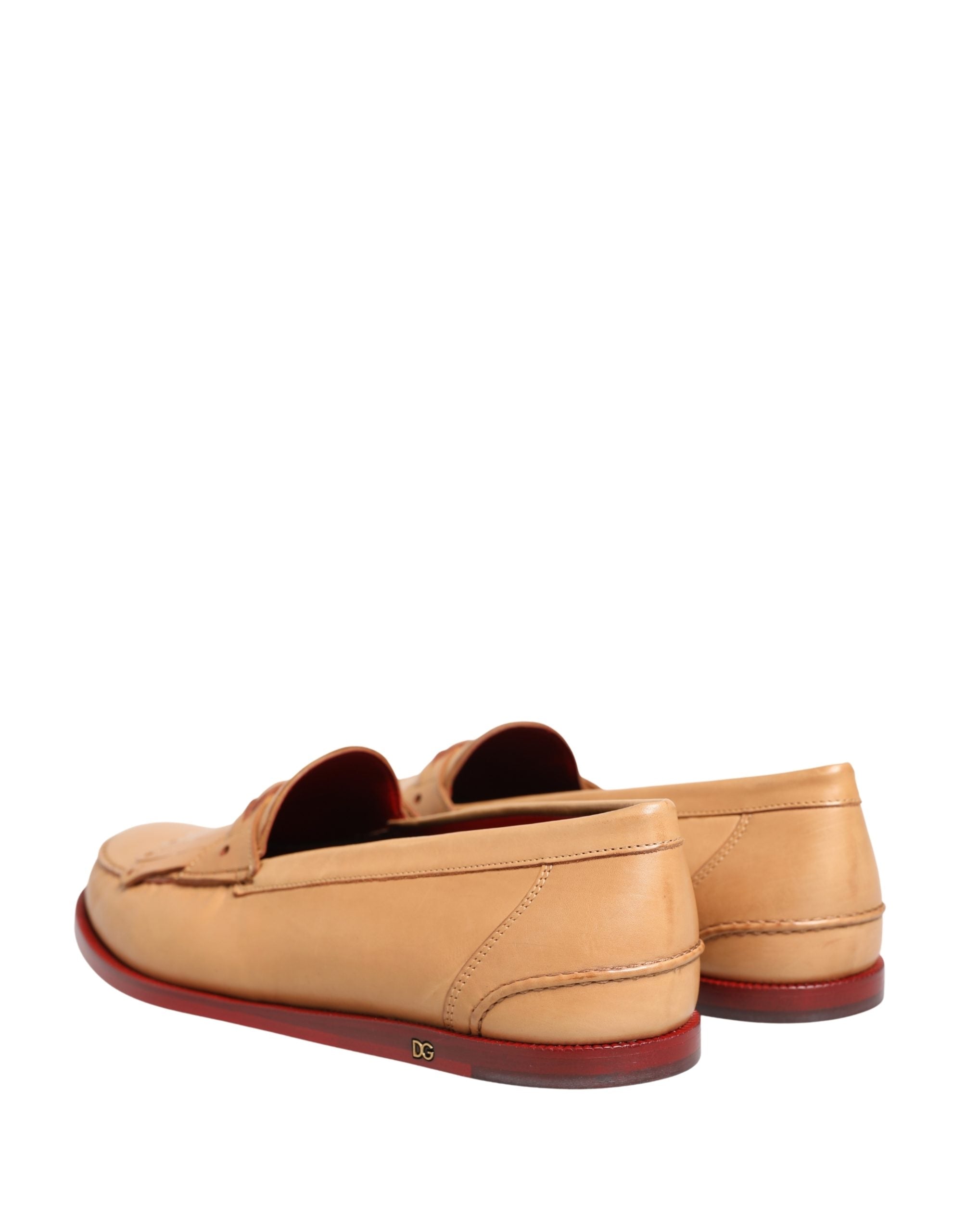 Dolce & Gabbana Beige Tassel Leather Men Slip On Loafers Shoes Dolce & Gabbana