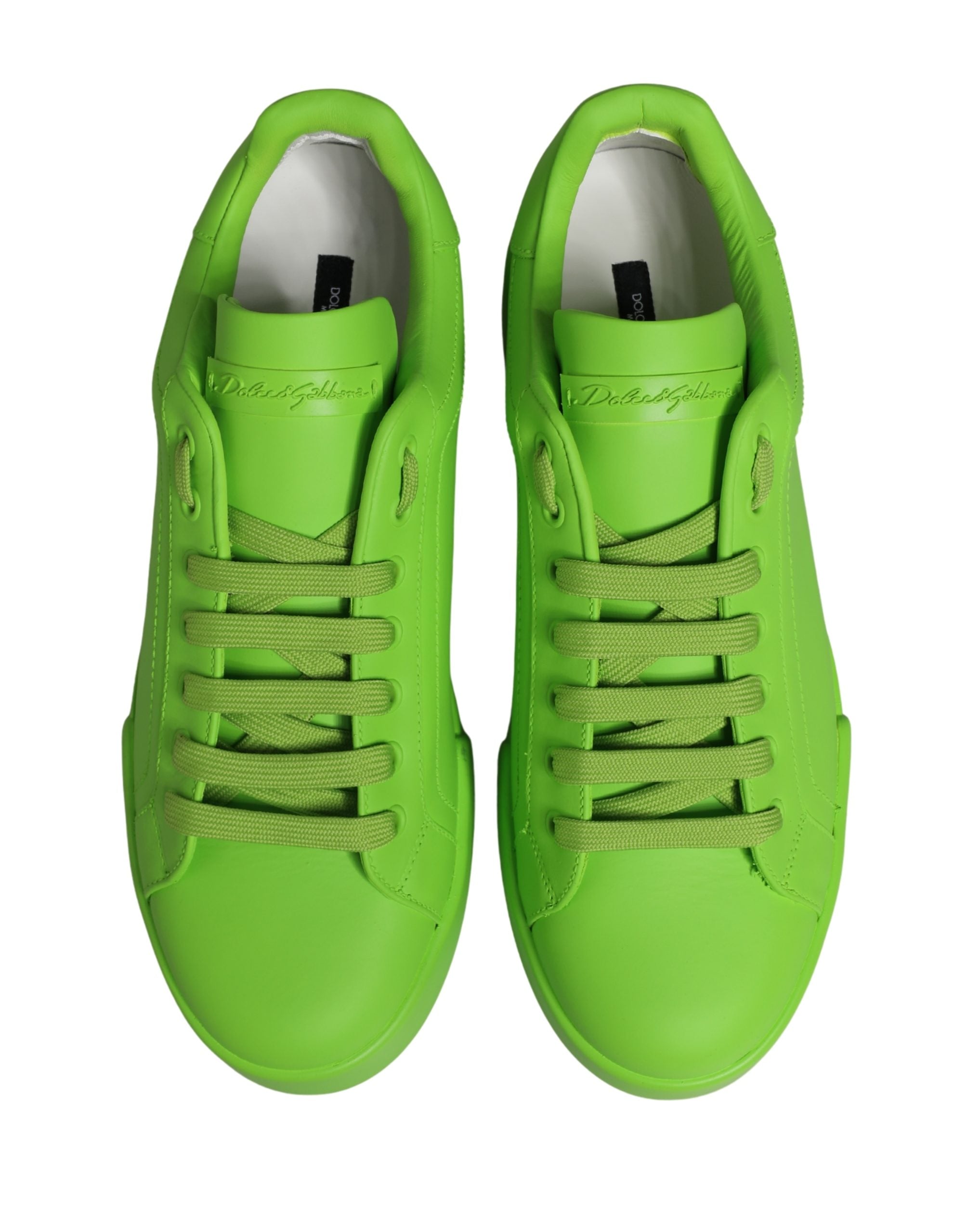 Dolce & Gabbana Green Leather Portofino Low Top Sneakers Shoes Dolce & Gabbana