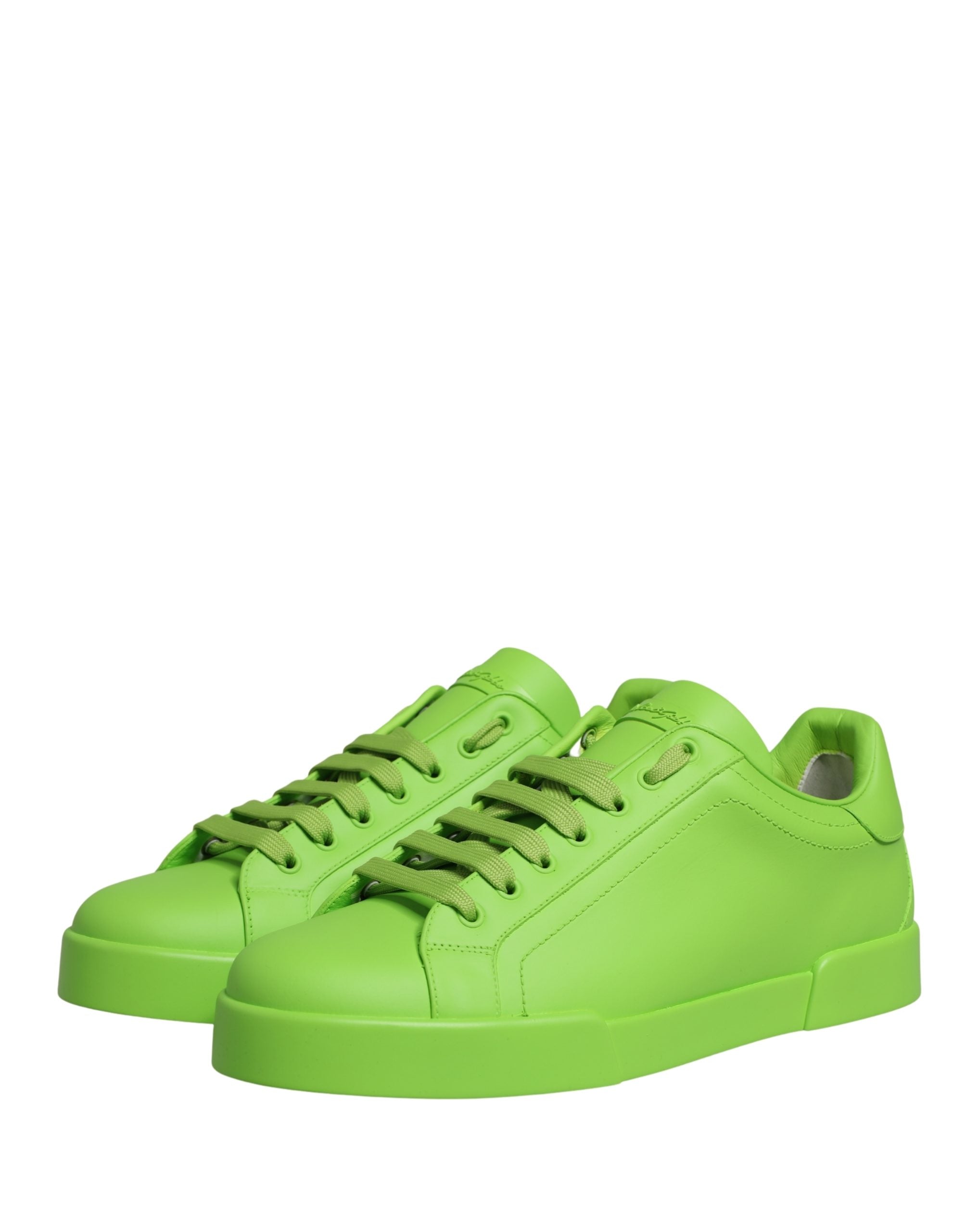 Dolce & Gabbana Green Leather Portofino Low Top Sneakers Shoes Dolce & Gabbana