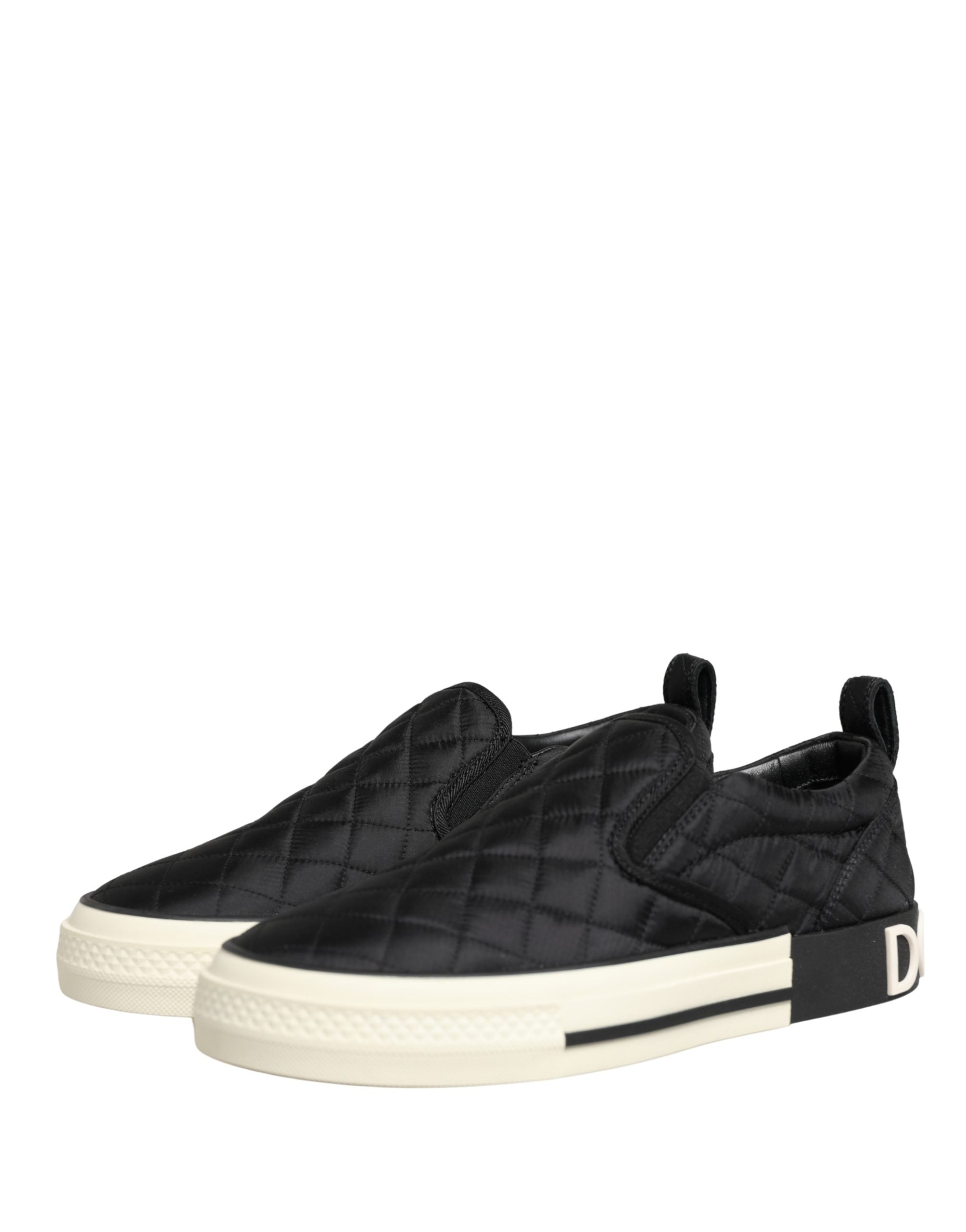 Dolce & Gabbana Black Quilted Slip On Low Top Sneakers Shoes Dolce & Gabbana