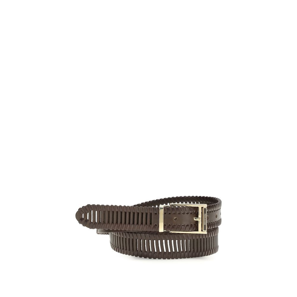Ferragamo Brown Calf Leather Bos Taurus Regular Belt Ferragamo