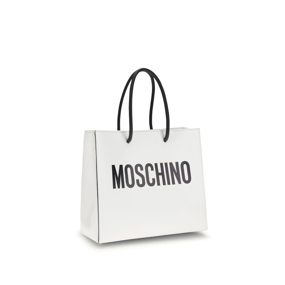 Moschino White Calf Leather Bos Taurus Handbag Moschino