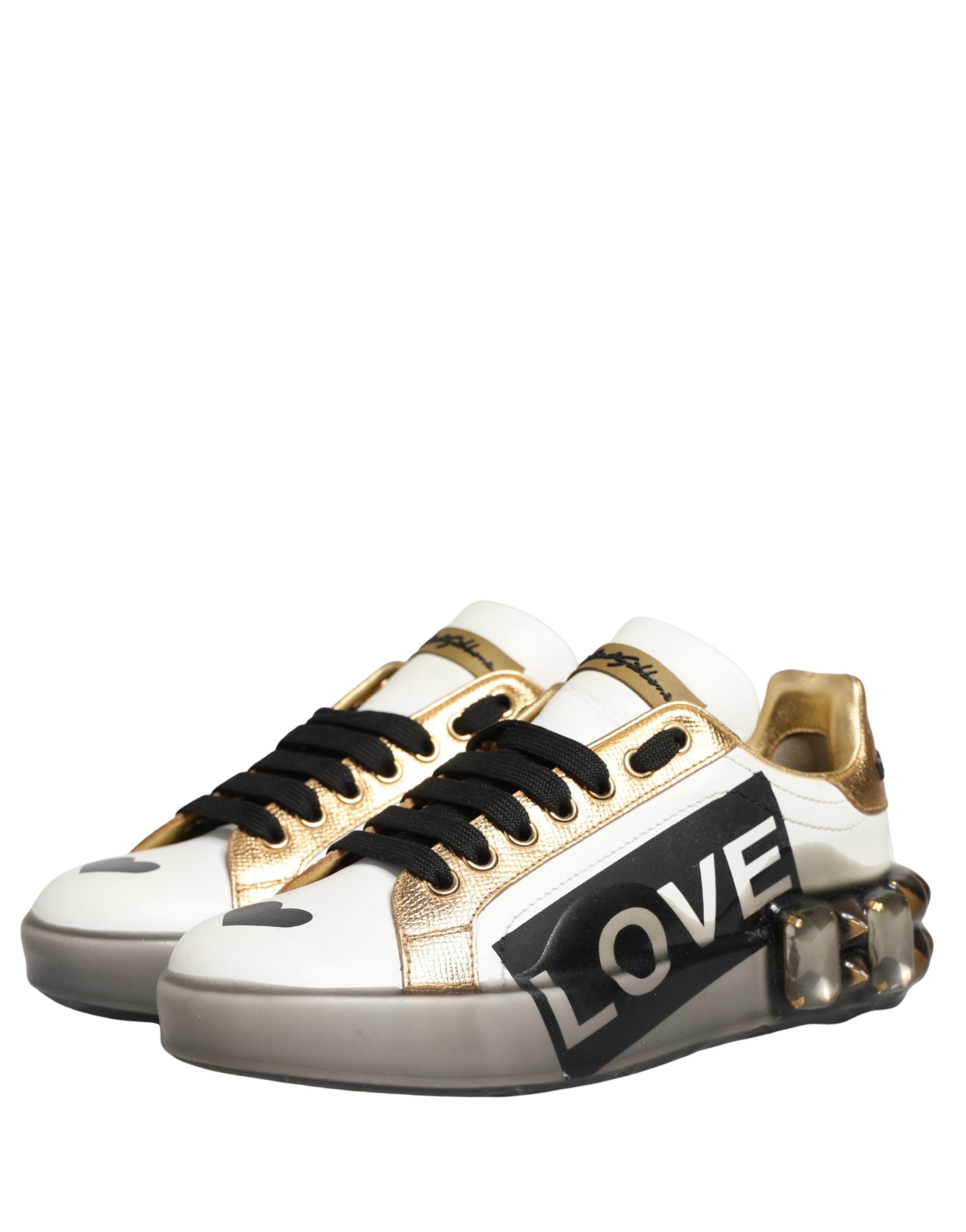 Dolce & Gabbana Multicolor Crystal StuddedLOVE Sneakers Shoes Dolce & Gabbana
