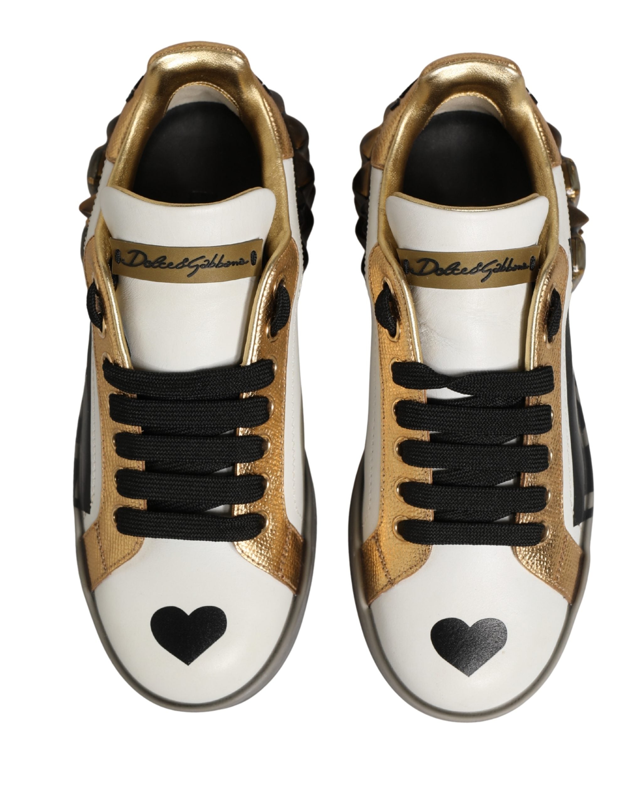 Dolce & Gabbana Multicolor Crystal StuddedLOVE Sneakers Shoes Dolce & Gabbana