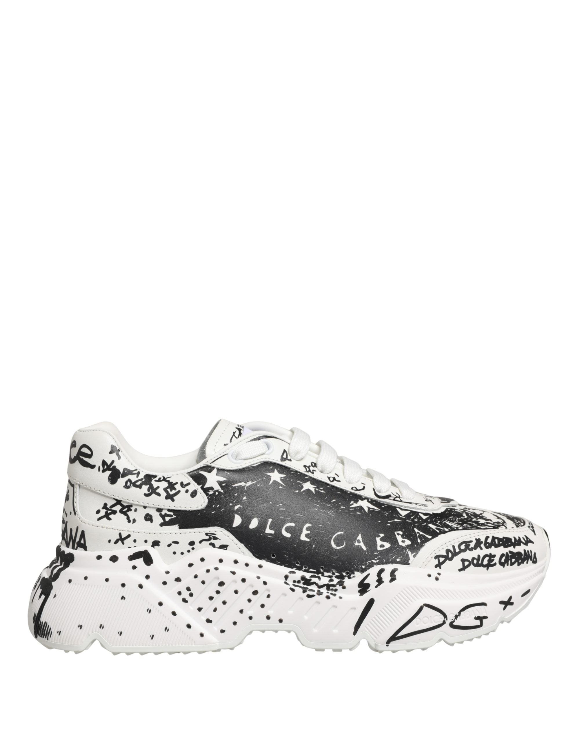 Dolce & Gabbana White Daymaster Graffiti Low Top Sneakers Shoes Dolce & Gabbana