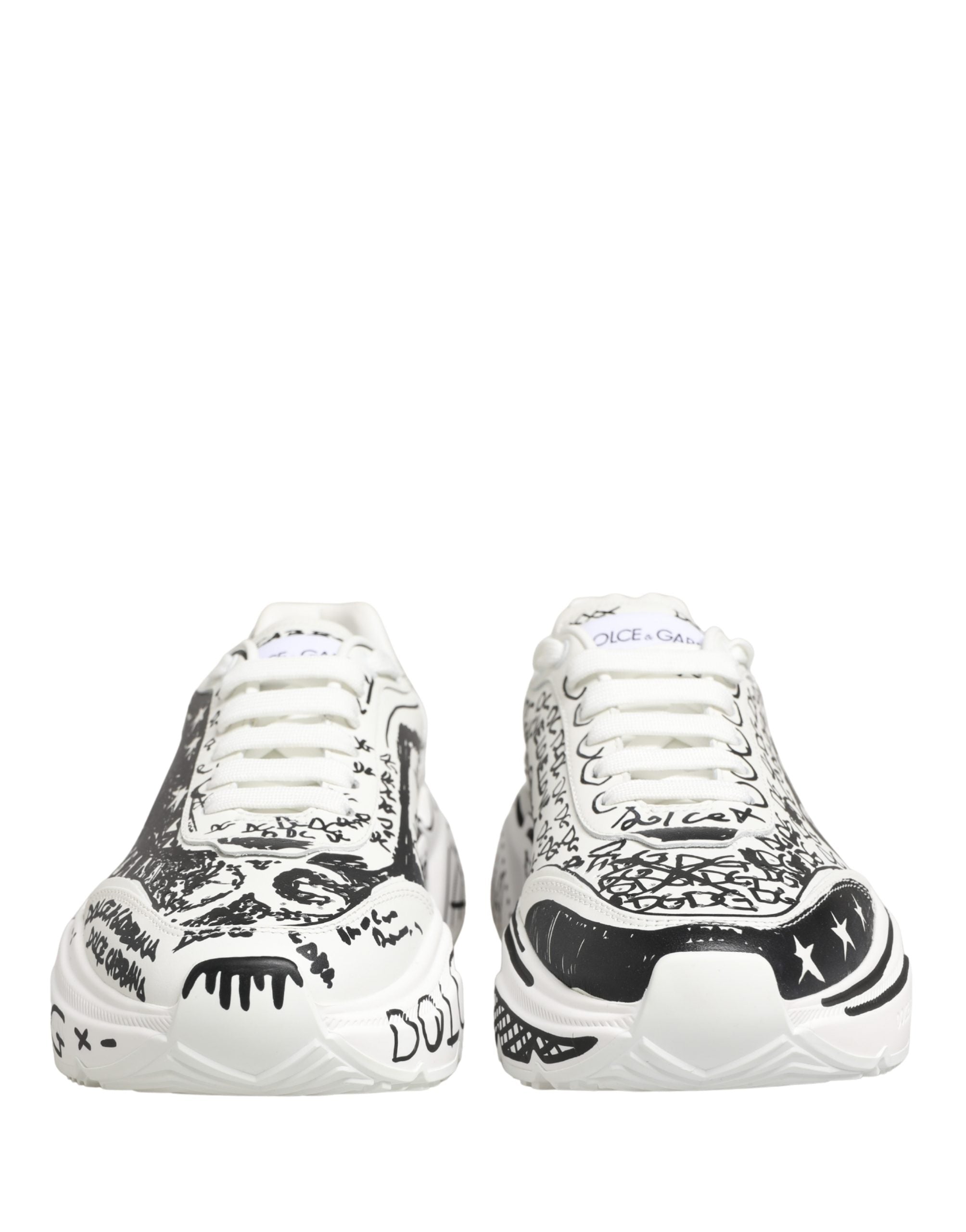 Dolce & Gabbana White Daymaster Graffiti Low Top Sneakers Shoes Dolce & Gabbana