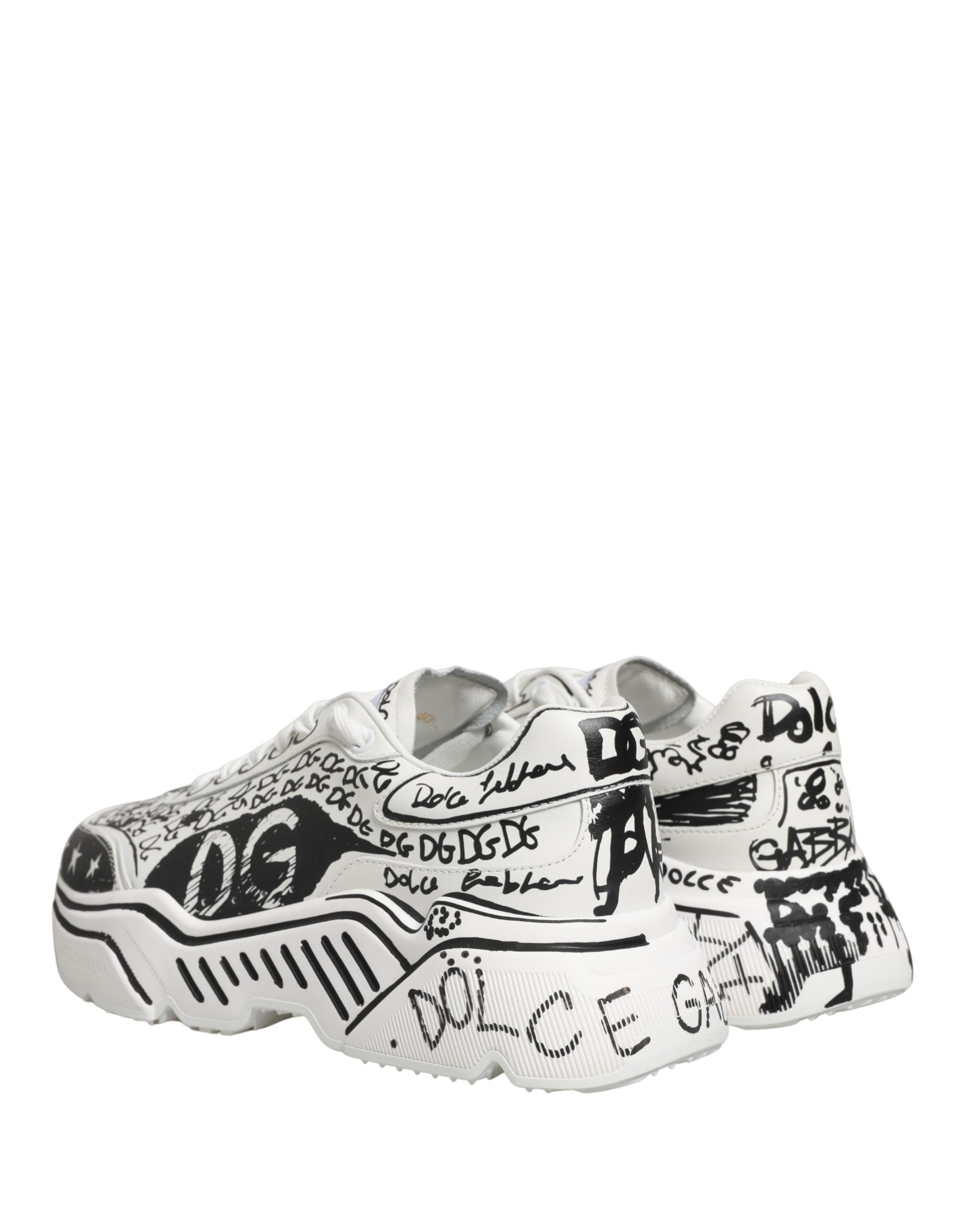Dolce & Gabbana White Daymaster Graffiti Low Top Sneakers Shoes Dolce & Gabbana