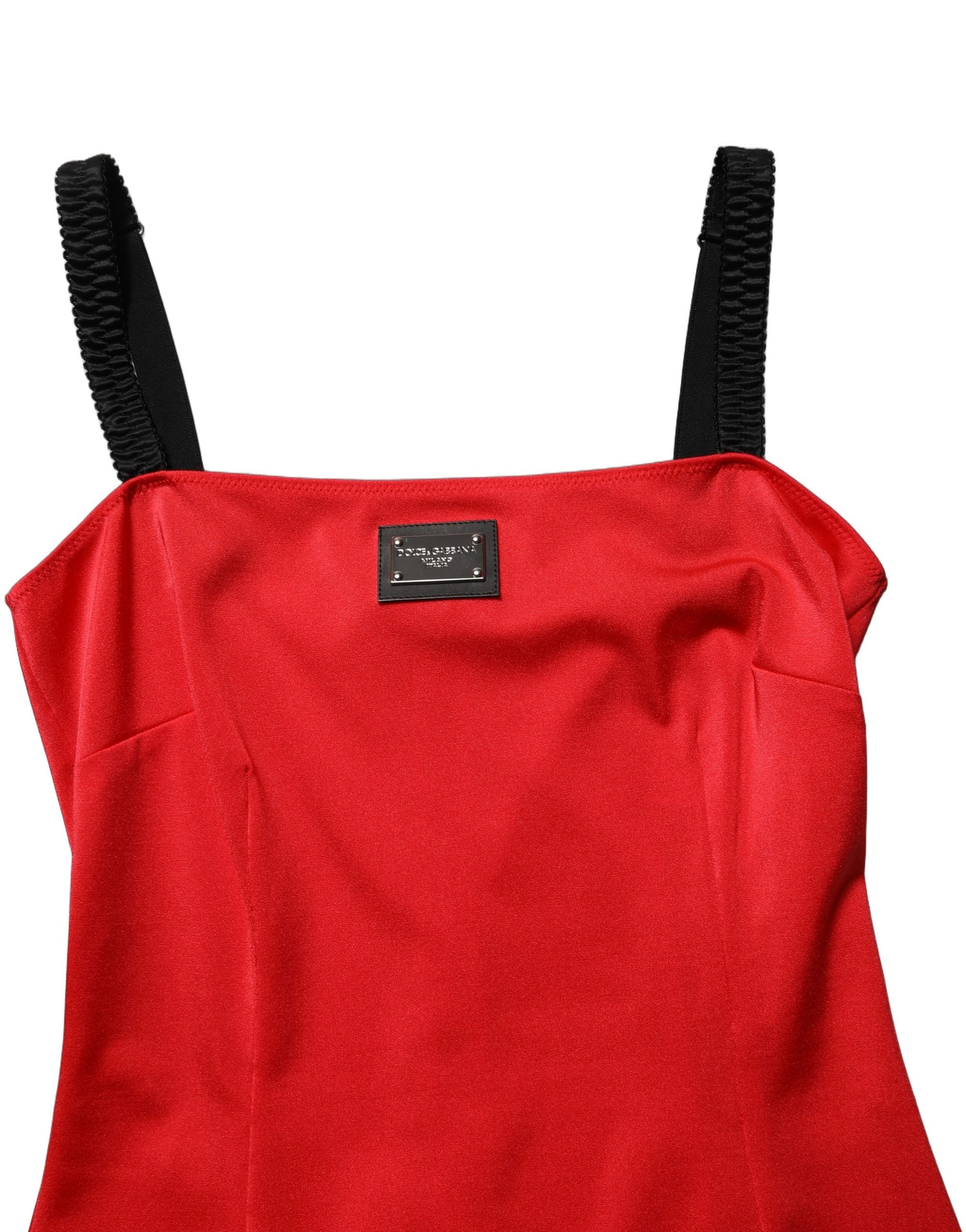 Dolce & Gabbana Red Nylon Blend Cady Sleeveless Mini Dress Dolce & Gabbana
