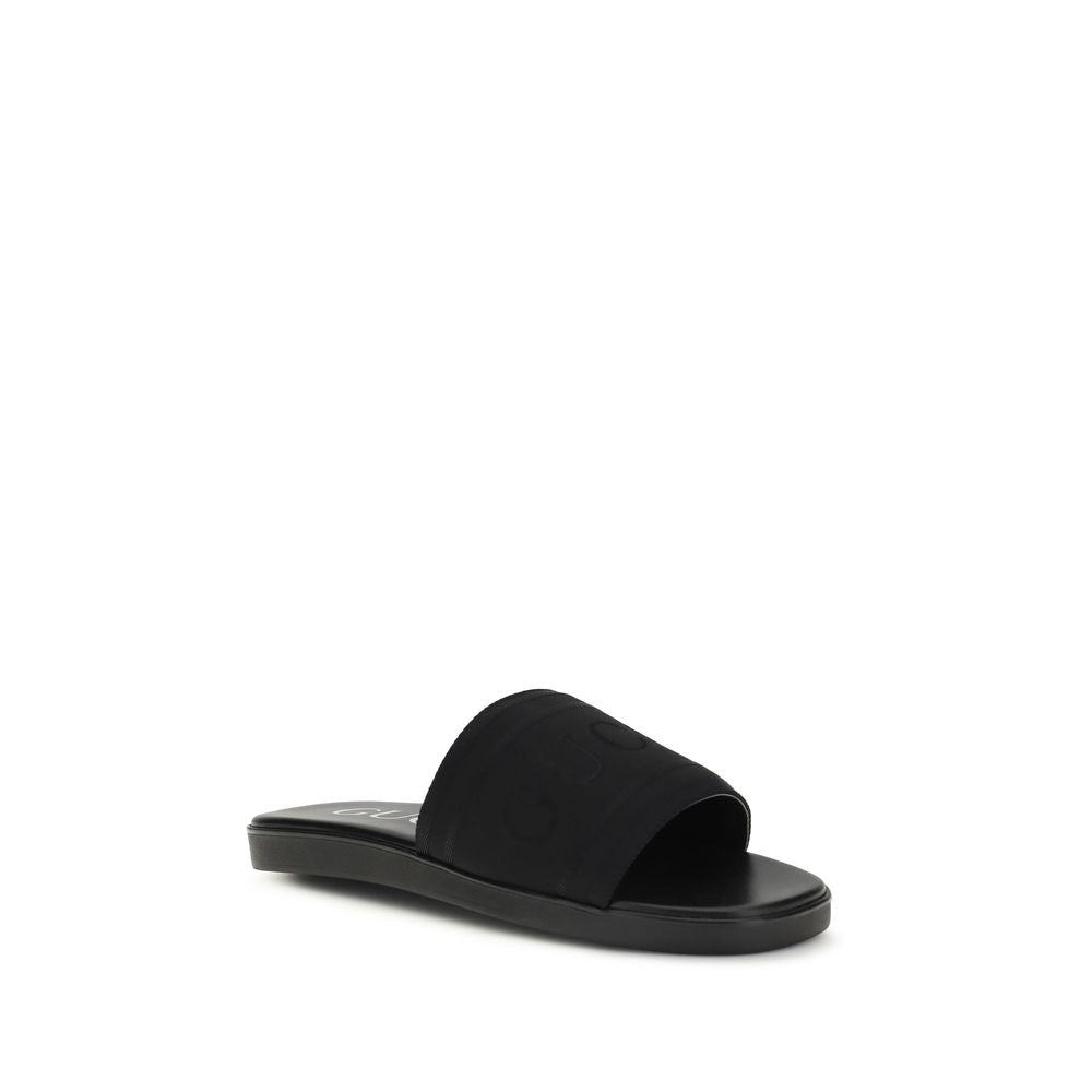 Gucci Black Fabric Flat Sandals Gucci