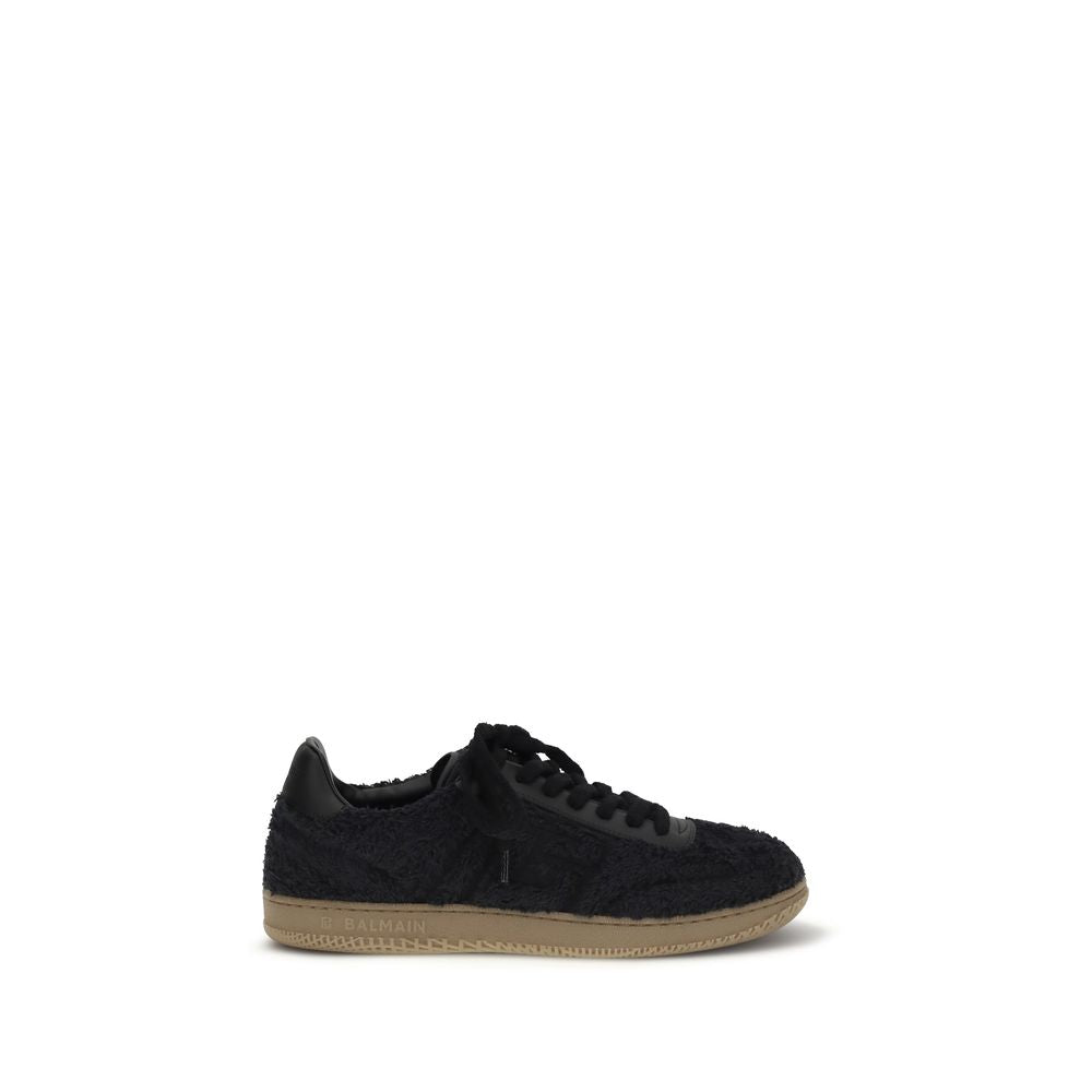 Balmain Black Suede Leather Low Top Sneakers Balmain