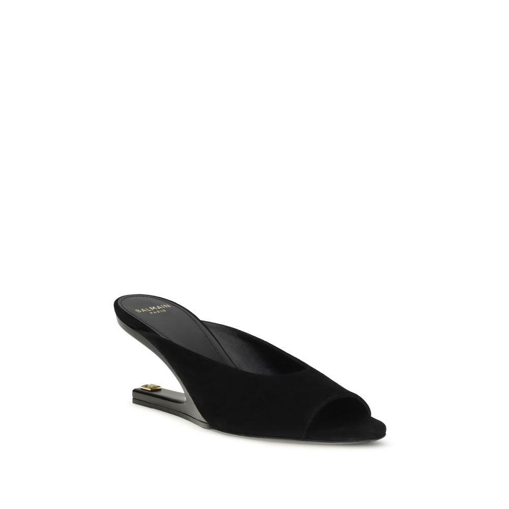 Balmain Black Goatskin Mules Balmain
