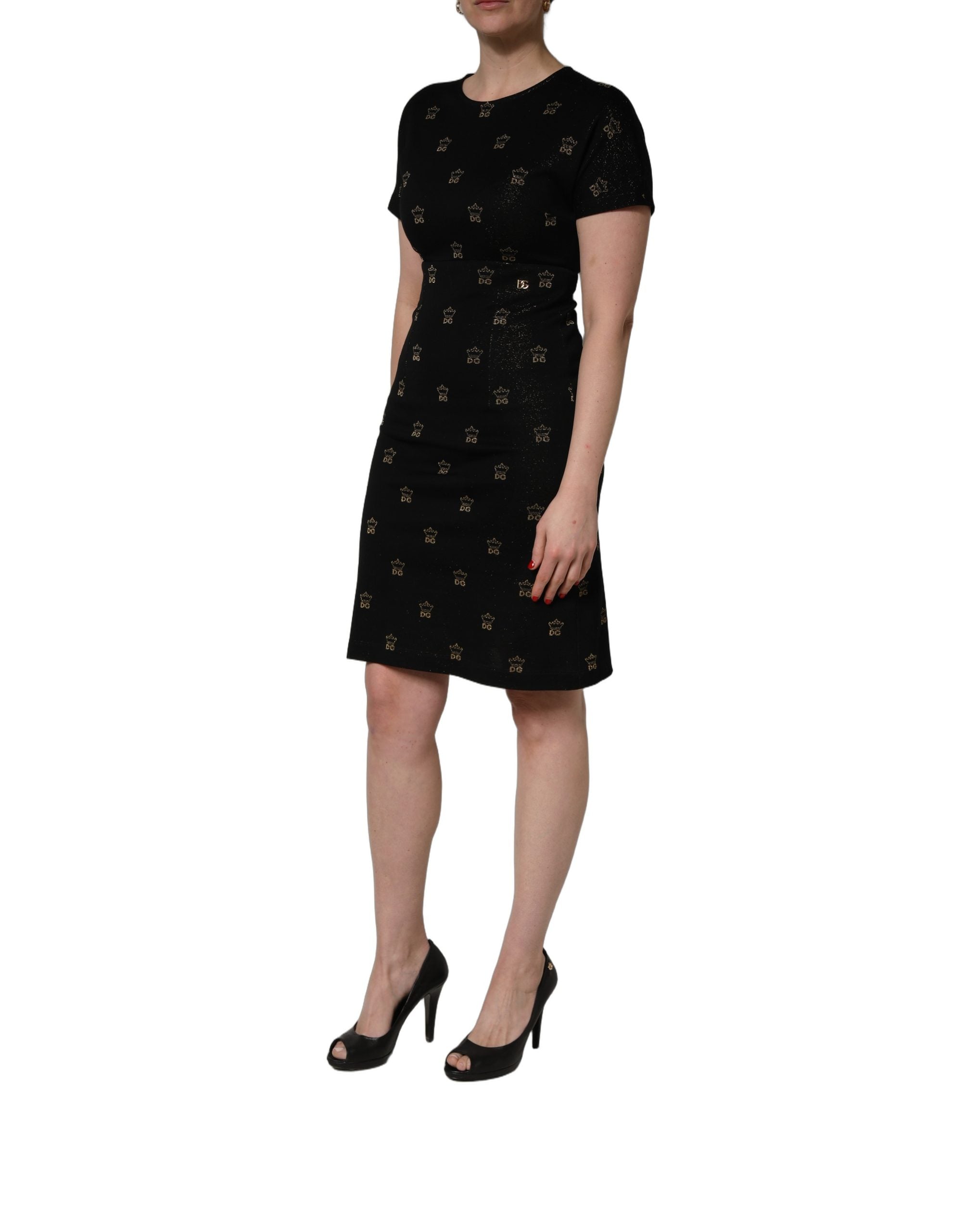 Dolce & Gabbana Black DG Crown Short-Sleeve Sheath Dress Dolce & Gabbana