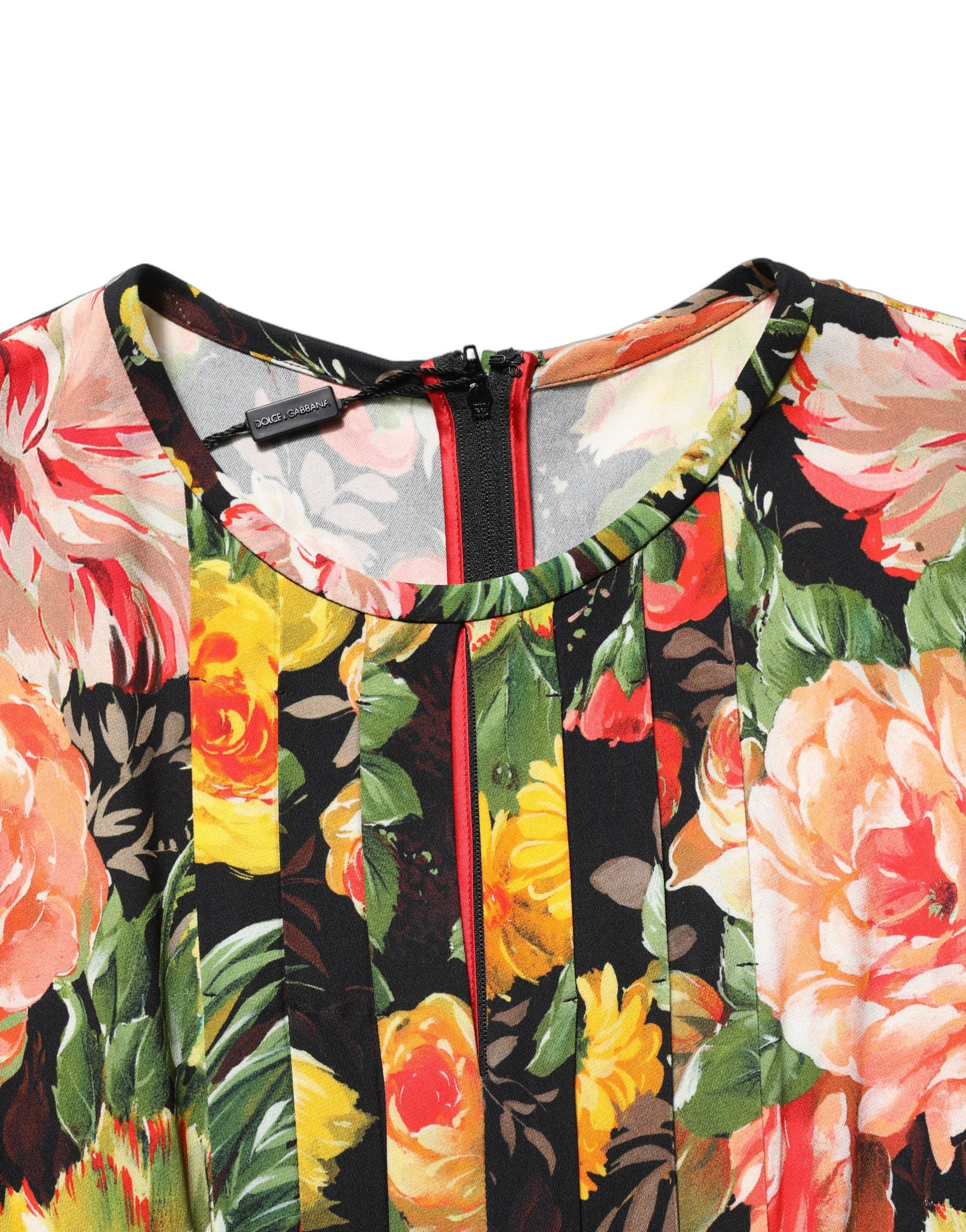 Dolce & Gabbana Multicolor Floral Print LongSleeve Midi Dress Dolce & Gabbana