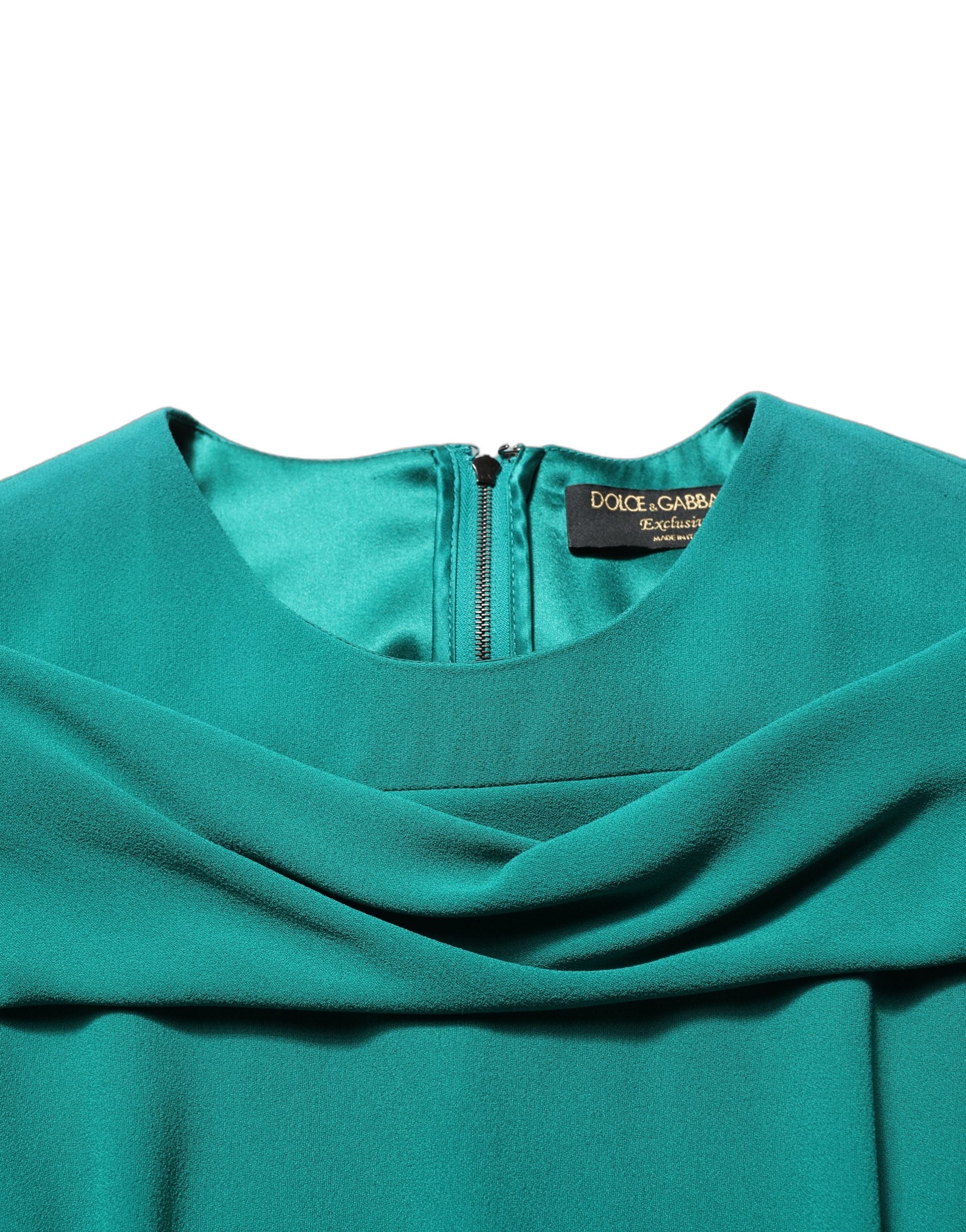 Dolce & Gabbana Green Round Neck Long Sleeves Gown Dress Dolce & Gabbana