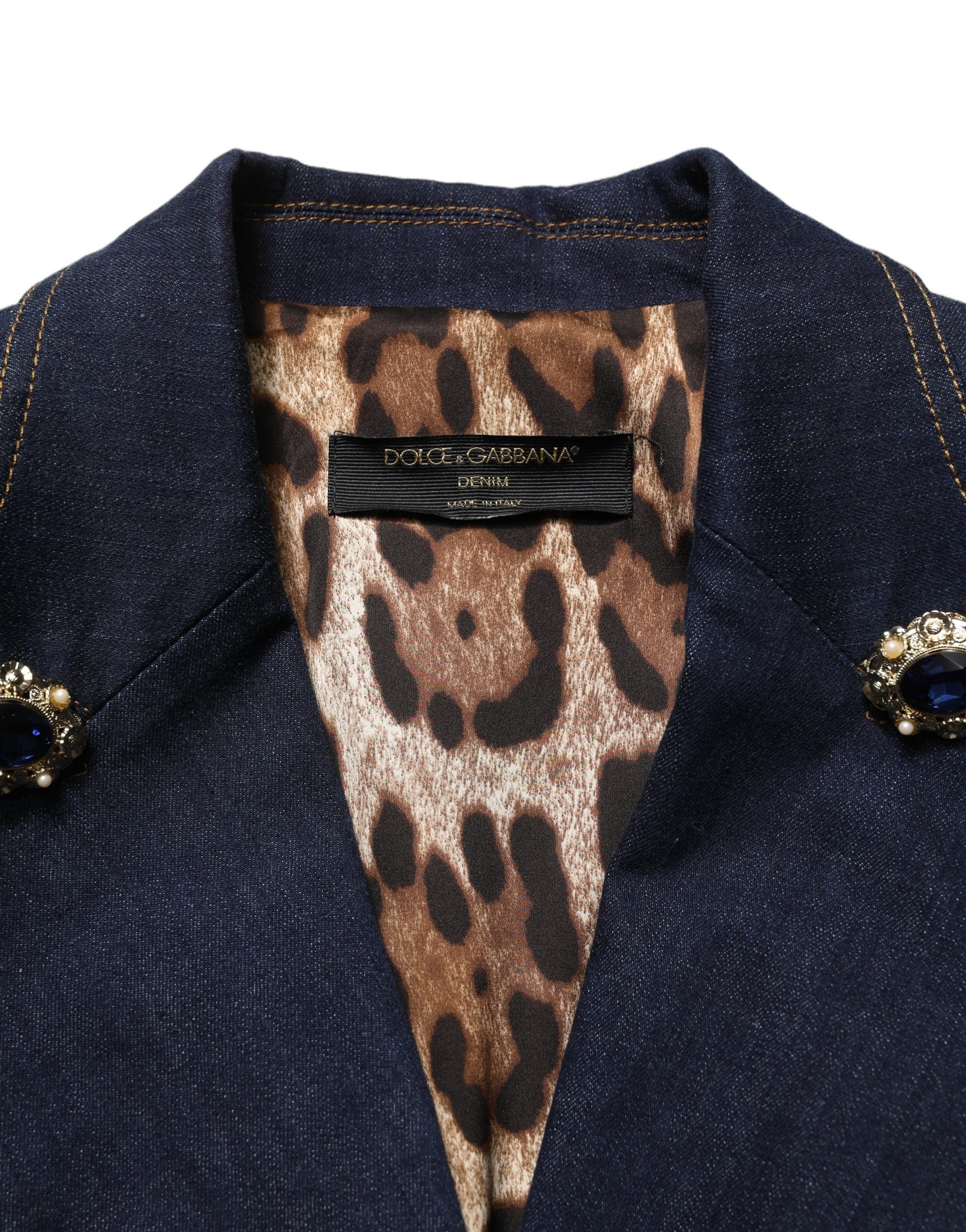 Dolce & Gabbana Blue Single-Breasted Denim Blazer Jacket Dolce & Gabbana