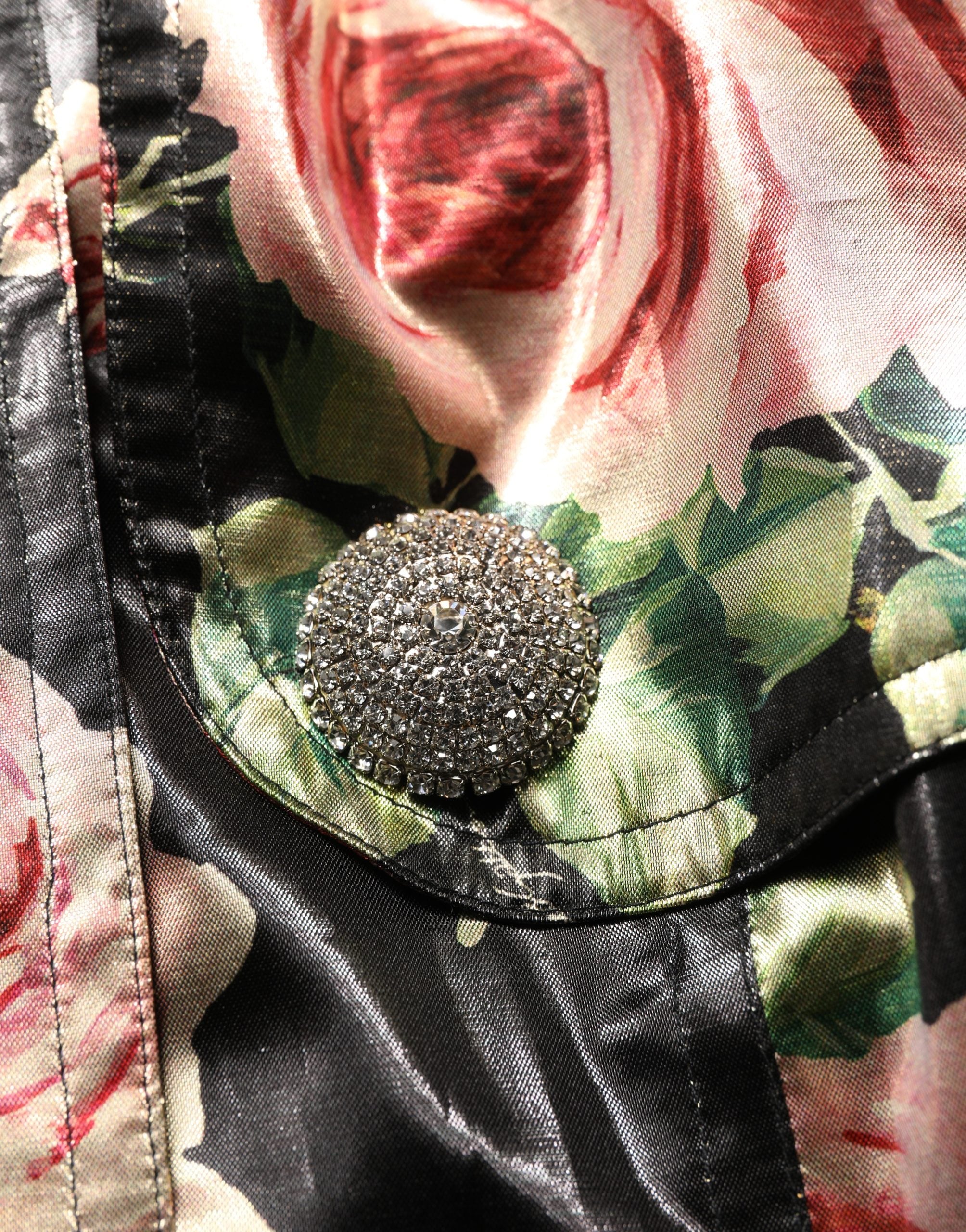 Dolce & Gabbana Black Floral Belted Polyester Trench Coat Jacket Dolce & Gabbana