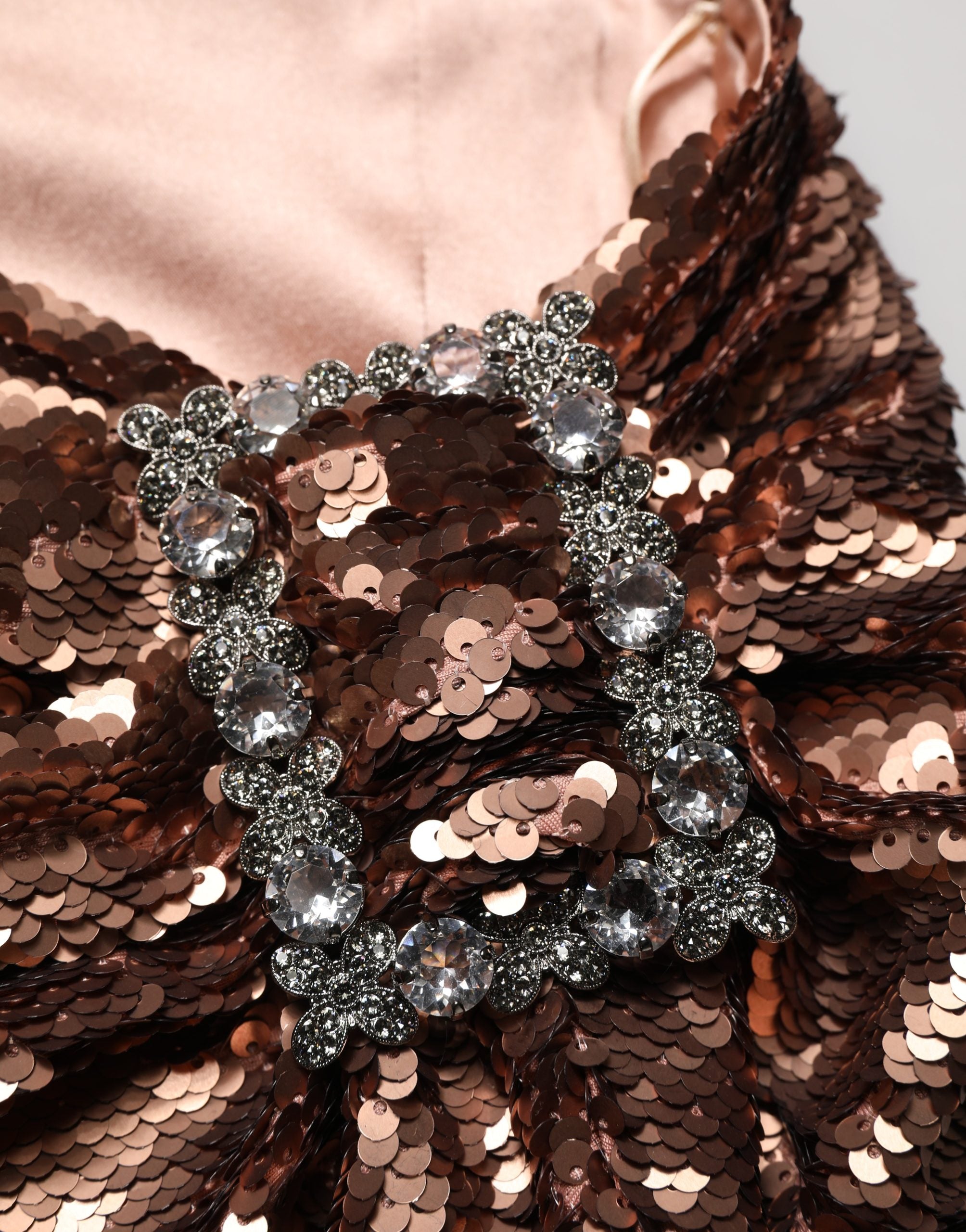 Dolce & Gabbana Rose Gold Embellished Sequinned Maxi Skirt Dolce & Gabbana