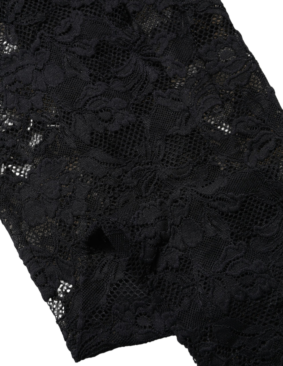 Dolce & Gabbana Black Floral Lace Thigh High Stockings Socks