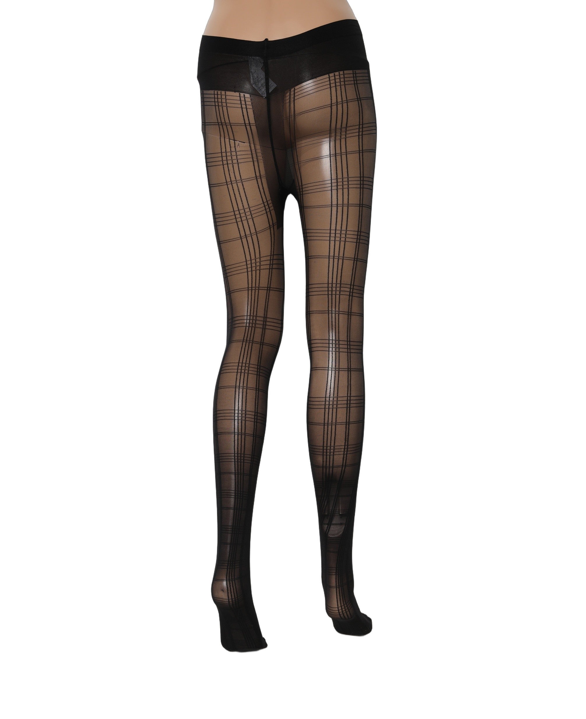 Dolce & Gabbana Black Nylon Tartan Pattern Tights Stockings Socks Dolce & Gabbana