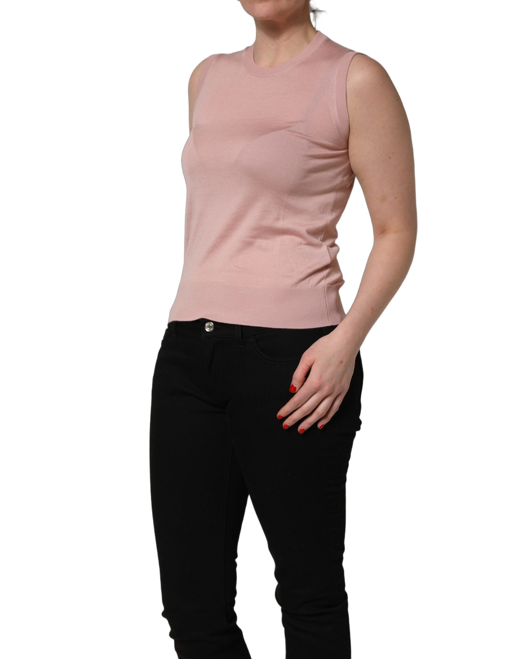 Dolce & Gabbana Pink Sleeveless Cashmere Knitted Tank Top Dolce & Gabbana