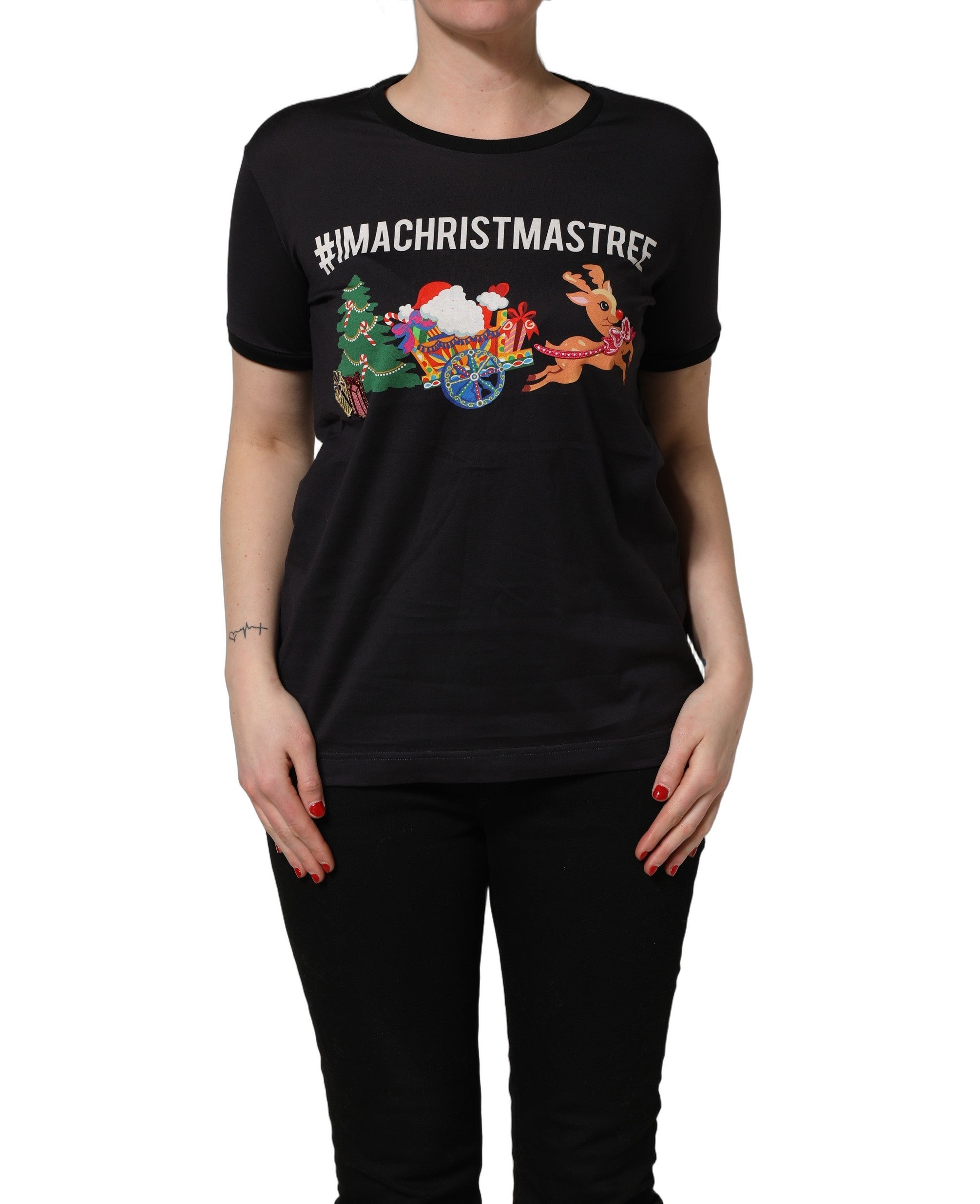 Dolce & Gabbana Black #IAMACHRISTMASTREE Print Cotton T-shirt Dolce & Gabbana