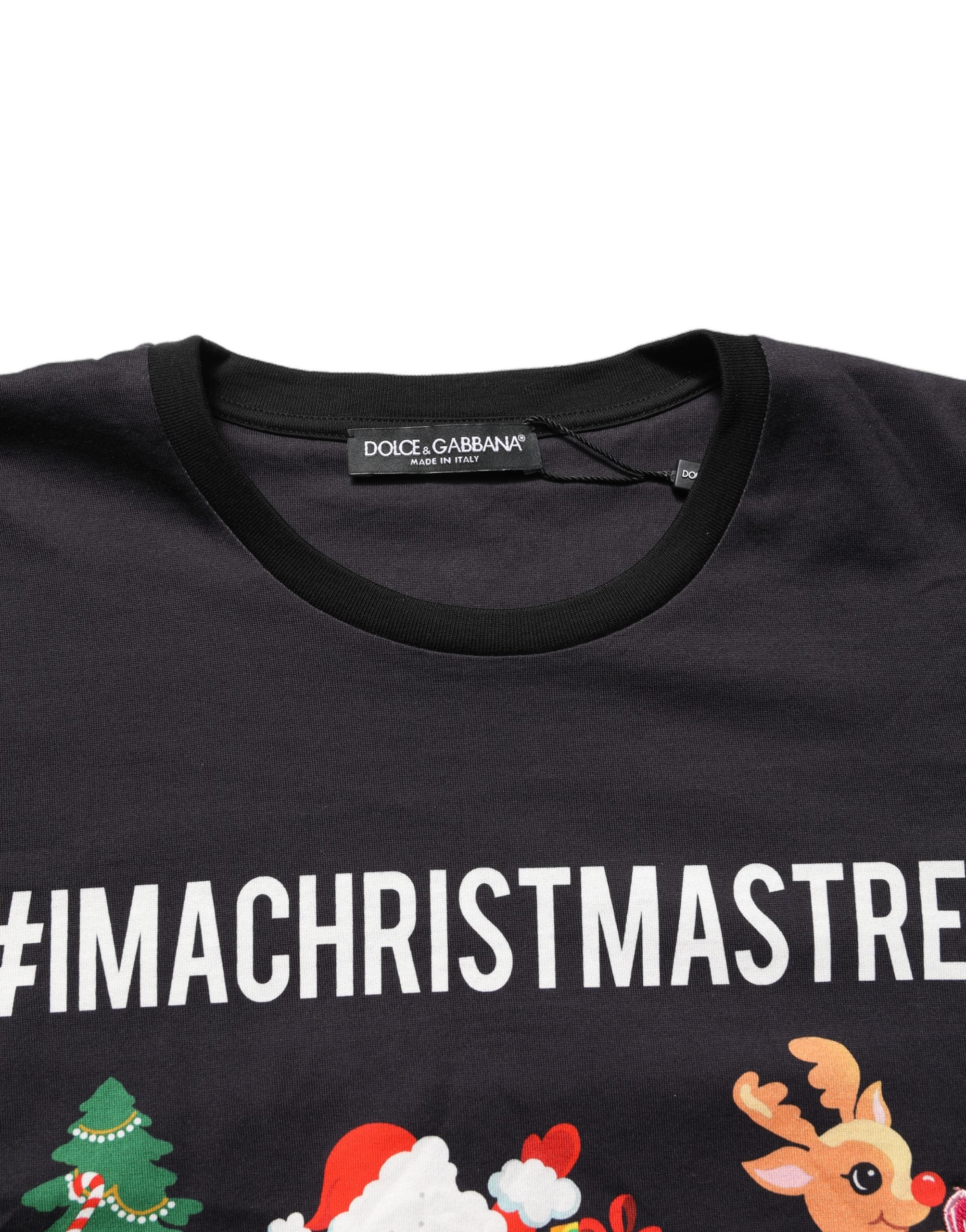 Dolce & Gabbana Black #IAMACHRISTMASTREE Print Cotton T-shirt Dolce & Gabbana