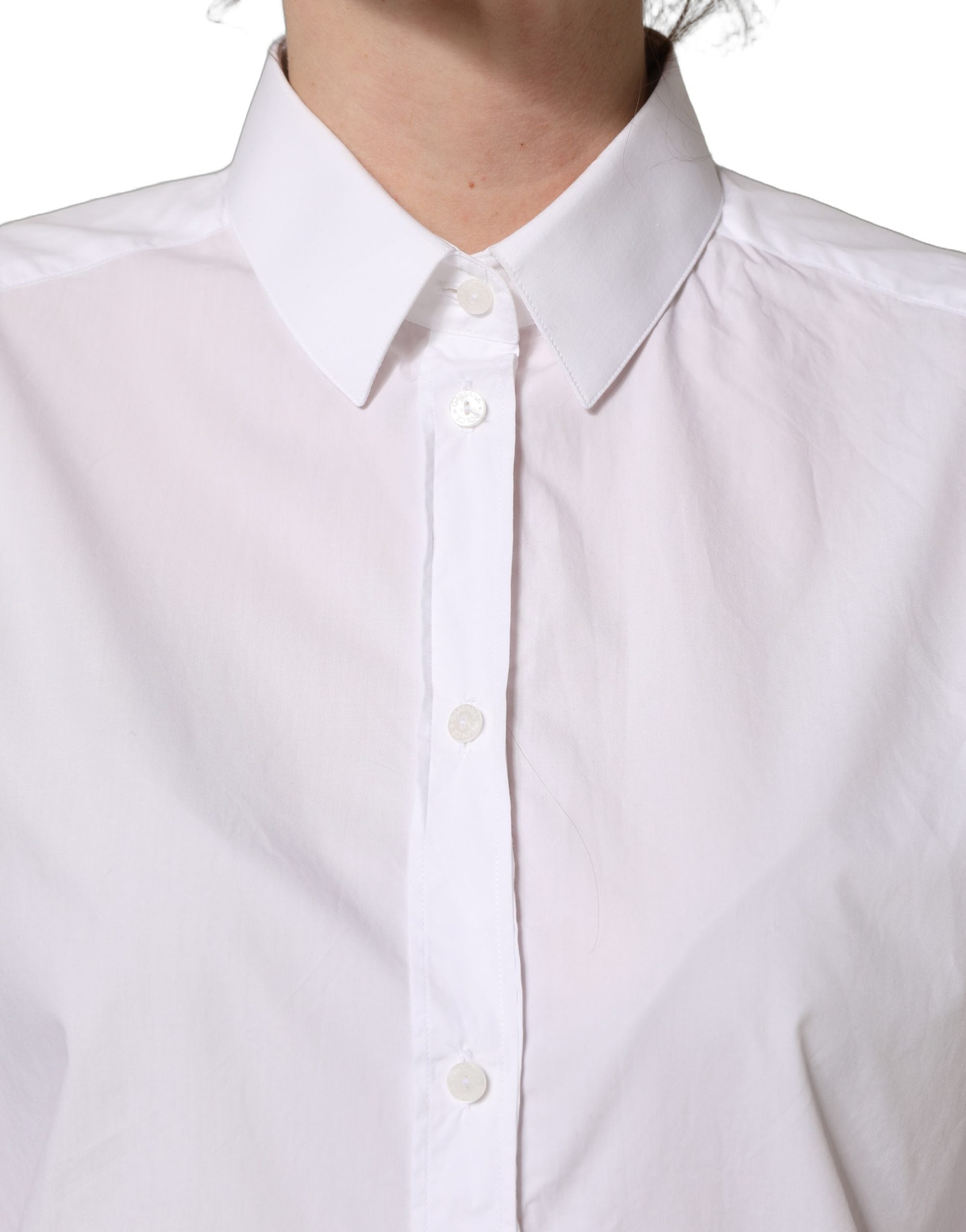 Dolce & Gabbana White Cotton Long Sleeve Button-Up Shirt Top Dolce & Gabbana