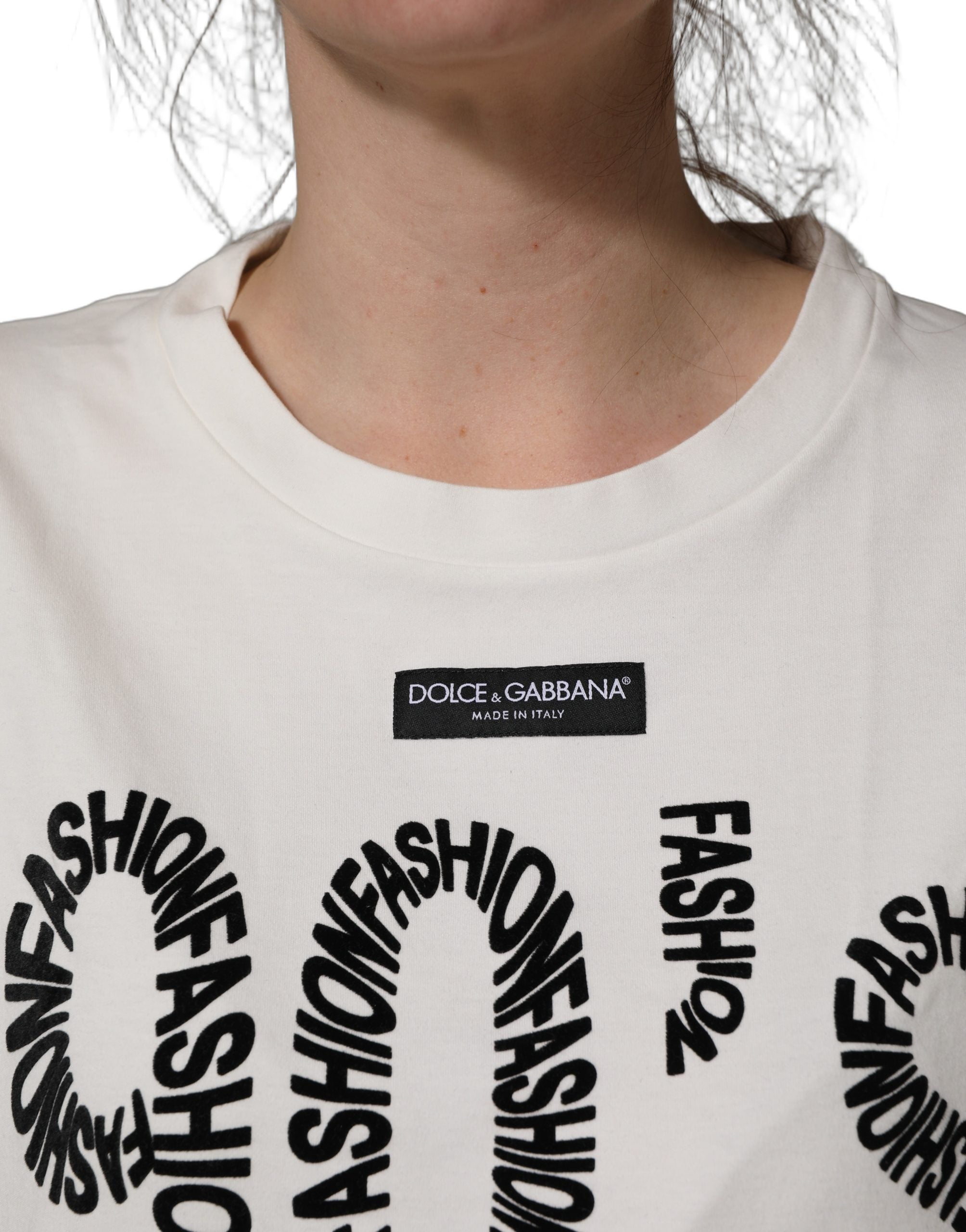 Dolce & Gabbana White Cotton Graphic Sleeveless Tank Top Dolce & Gabbana