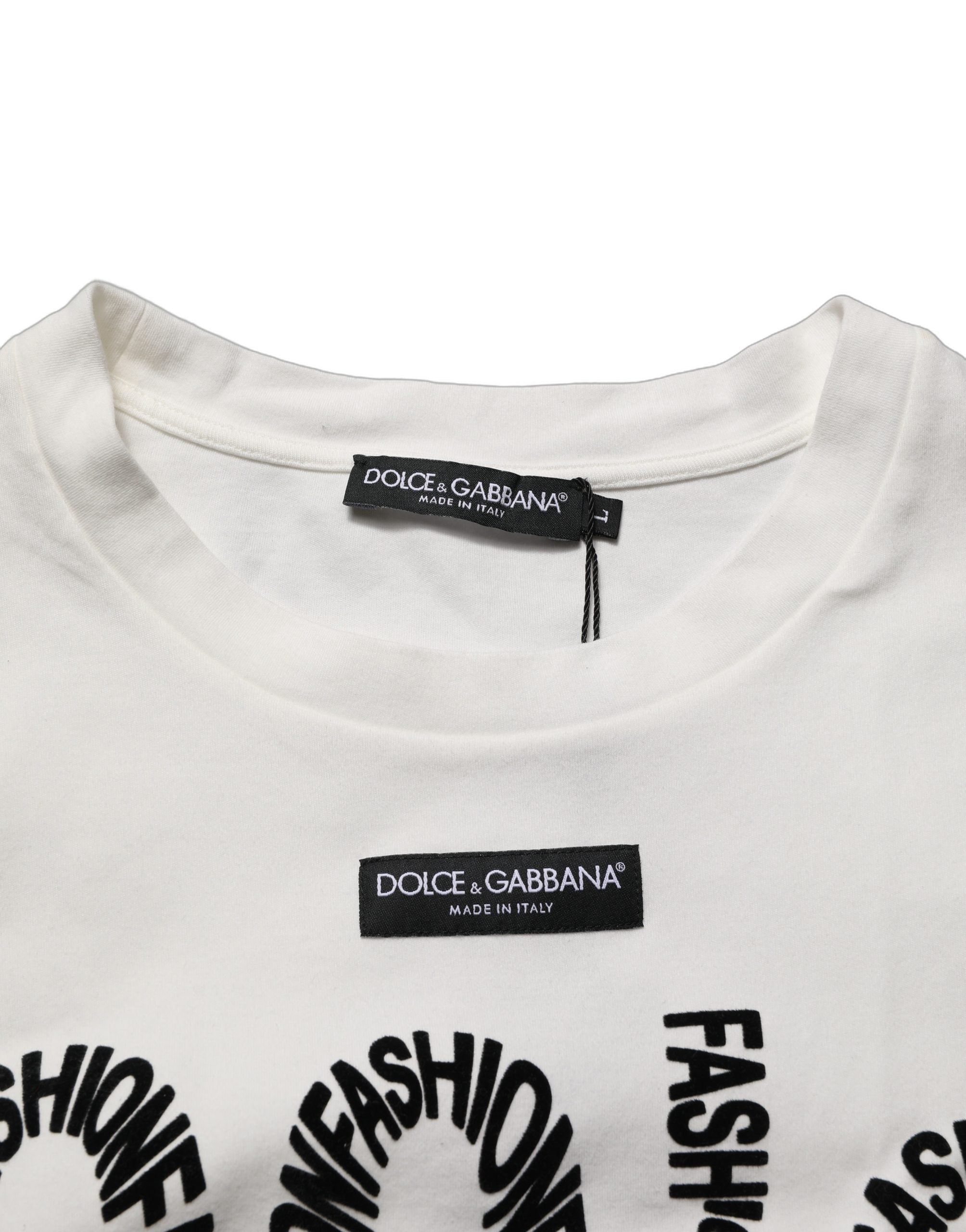 Dolce & Gabbana White Cotton Graphic Sleeveless Tank Top Dolce & Gabbana