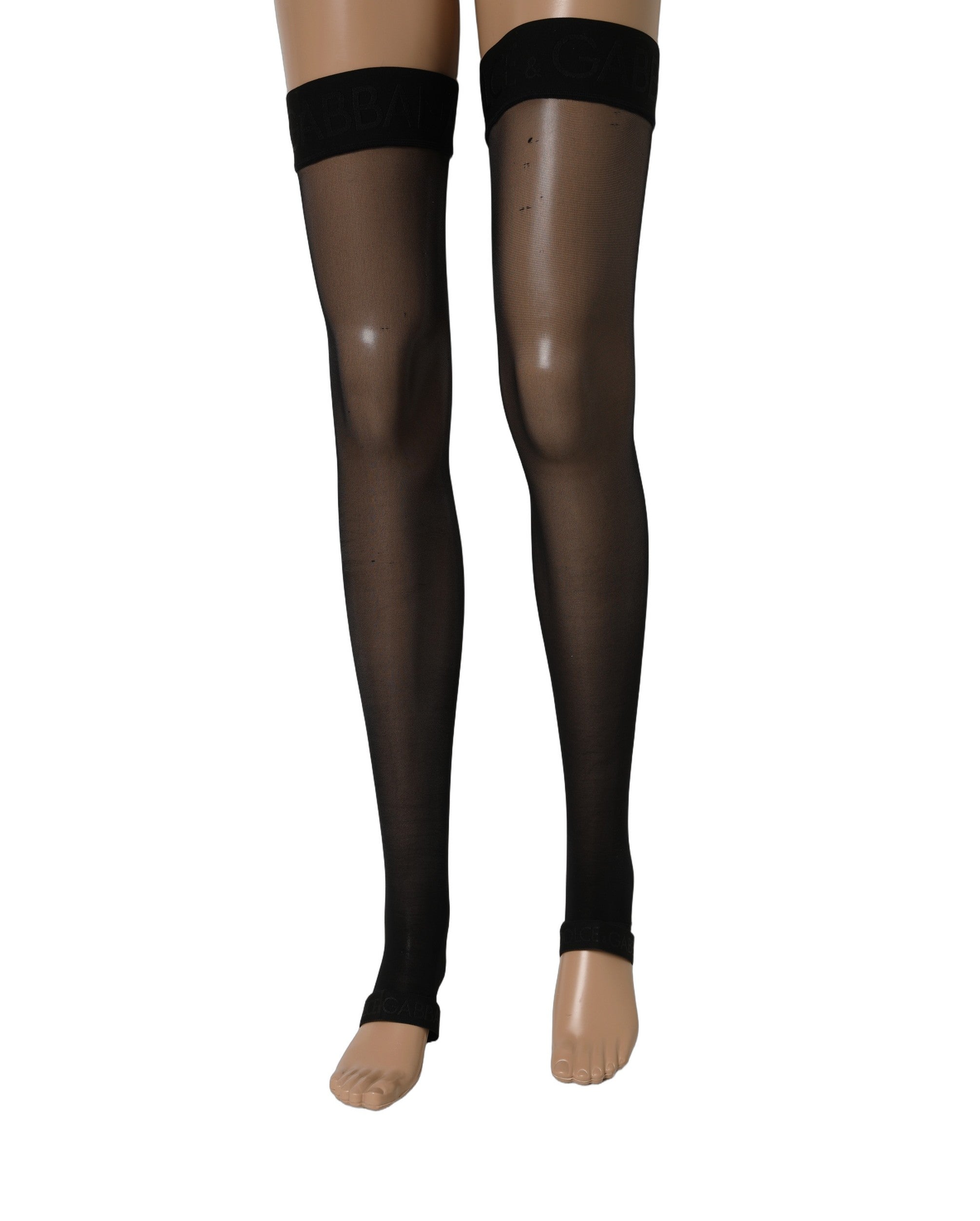 Dolce & Gabbana Black Sheer Nylon Thigh High Stockings Socks Dolce & Gabbana