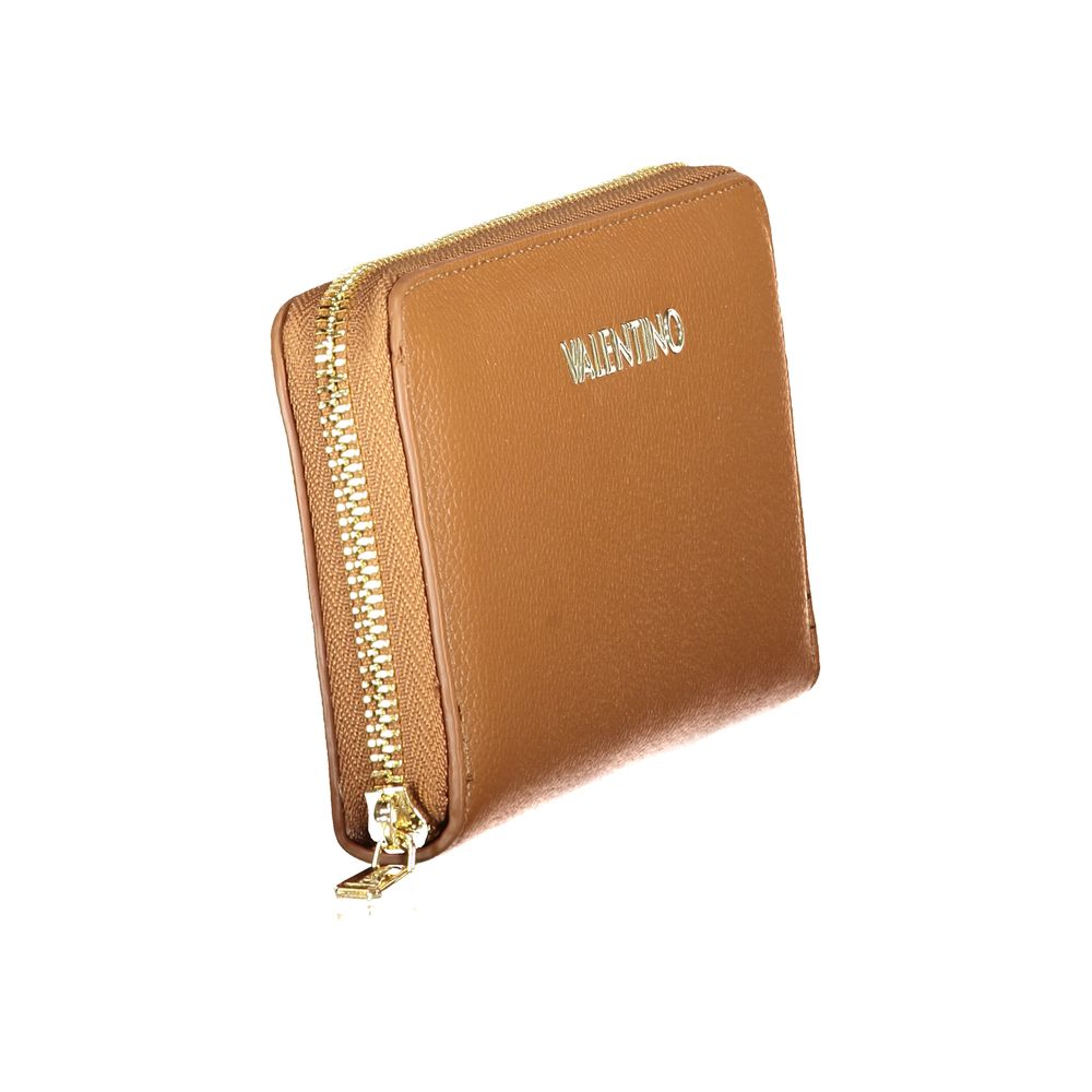 Mario Valentino Brown Polyurethane Women Wallet with Zip Closure Mario Valentino