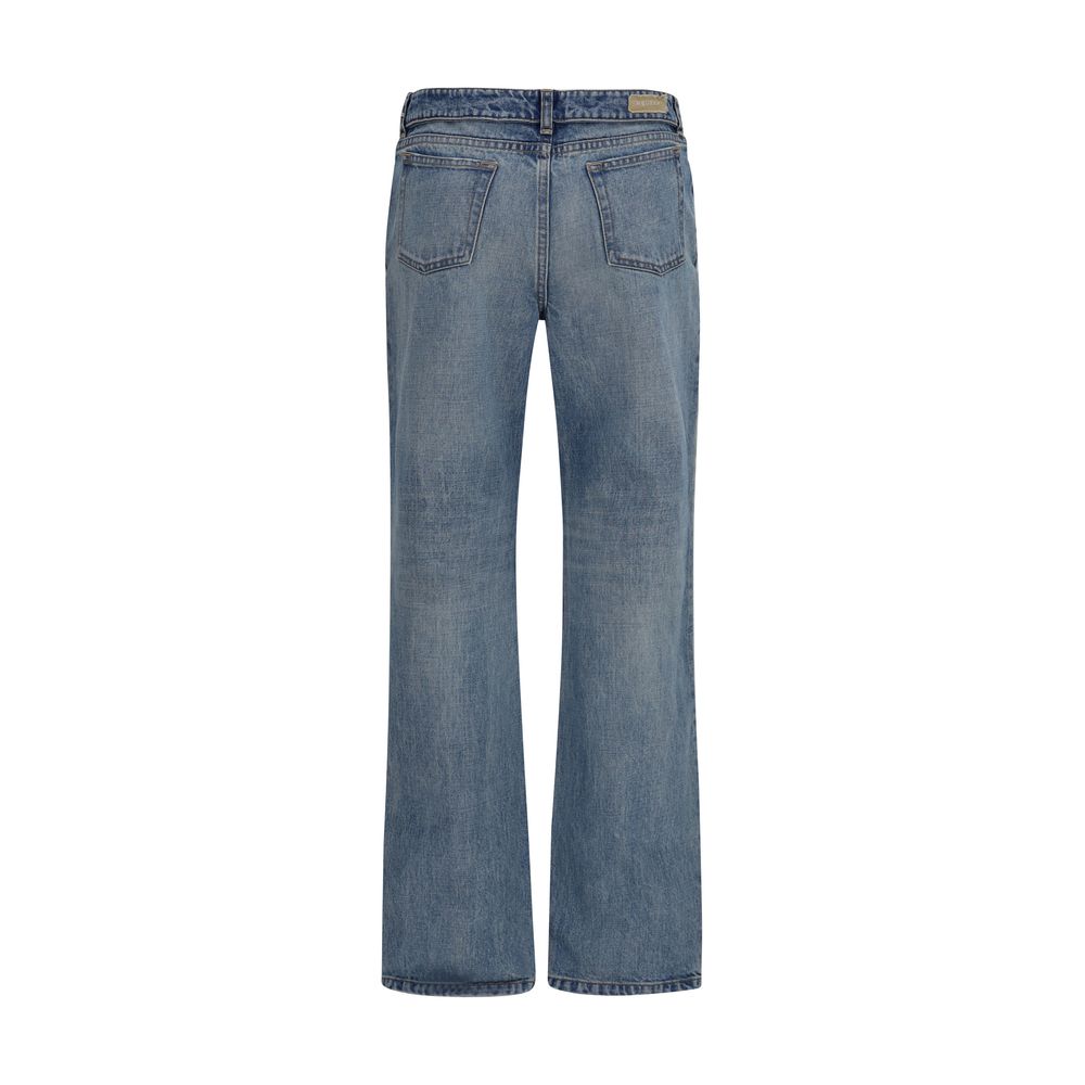 Alexander McQueen Blue Cotton Straight-Leg Jeans Alexander McQueen