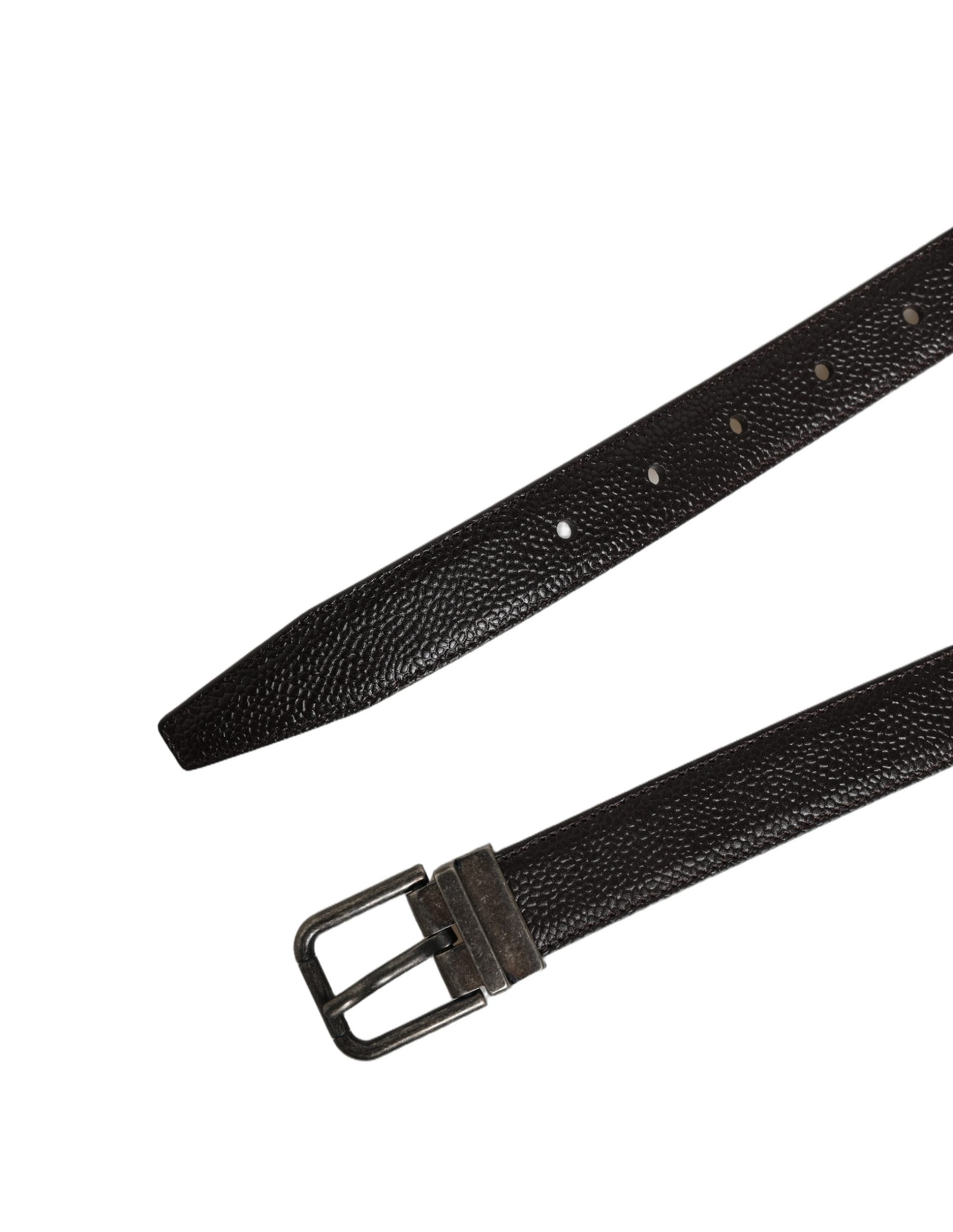 Dolce & Gabbana Brown Calf Leather Vintage Style Silver Buckle Belt Dolce & Gabbana