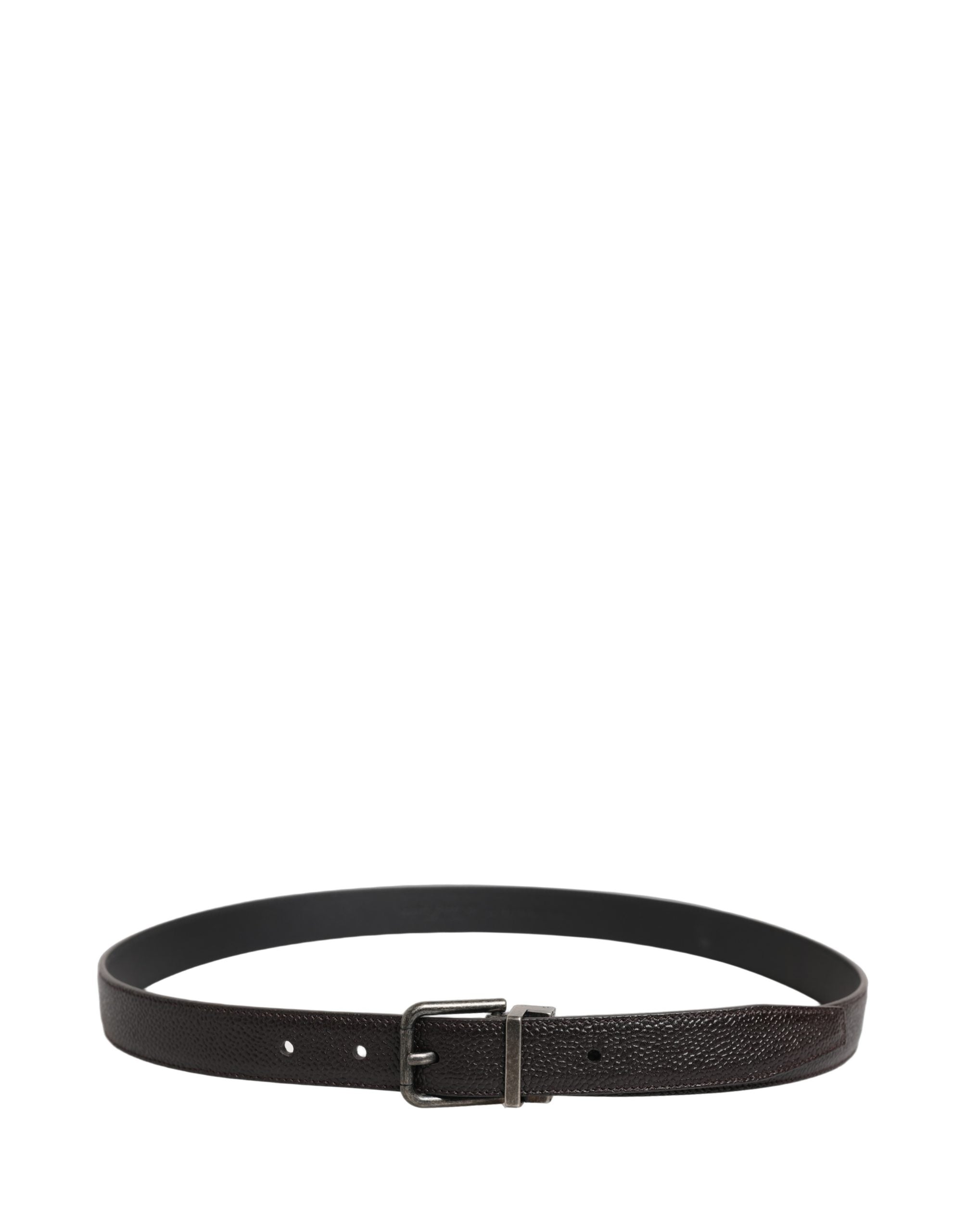 Dolce & Gabbana Brown Calf Leather Vintage Style Silver Buckle Belt Dolce & Gabbana
