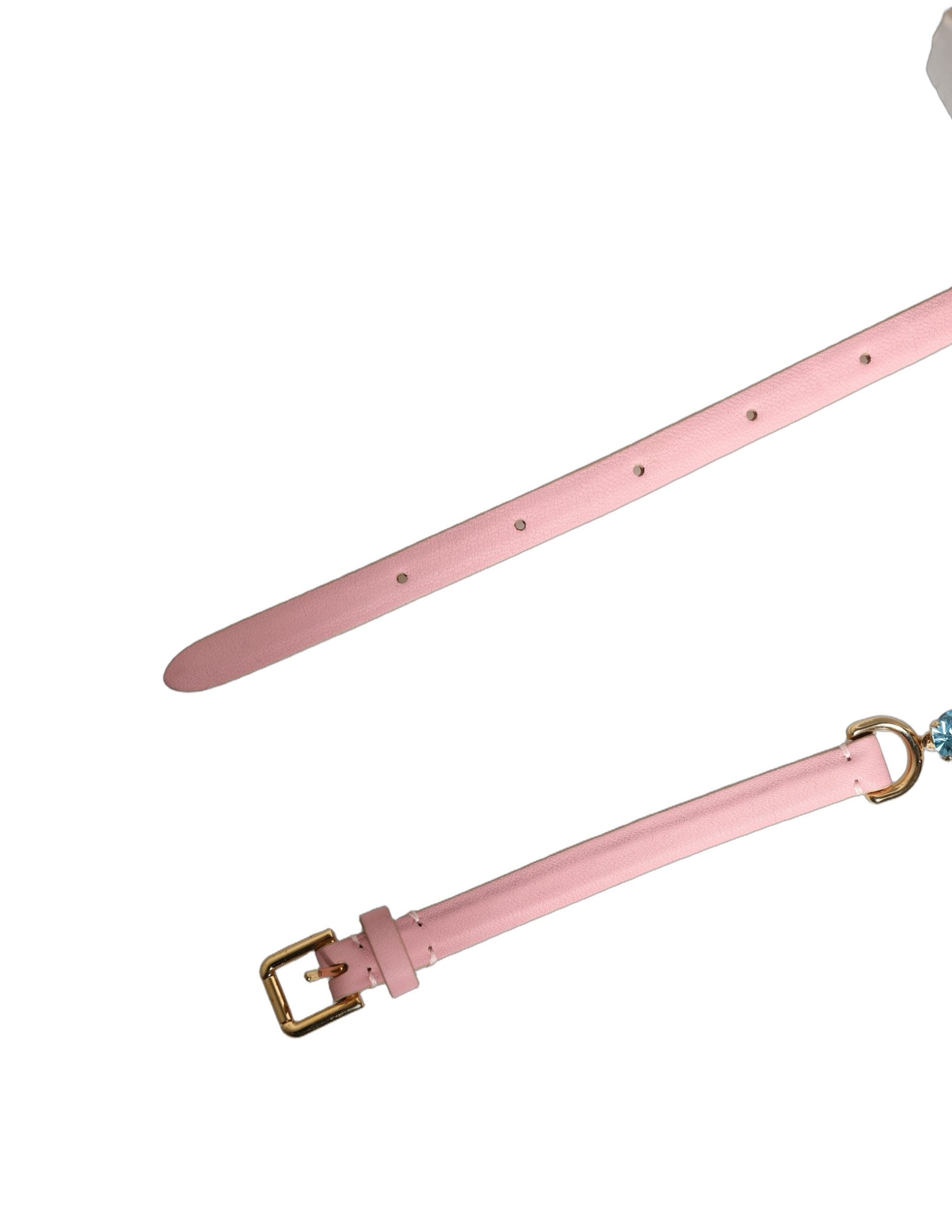 Dolce & Gabbana Pink Leather Crystal Chain Embellished Belt Dolce & Gabbana