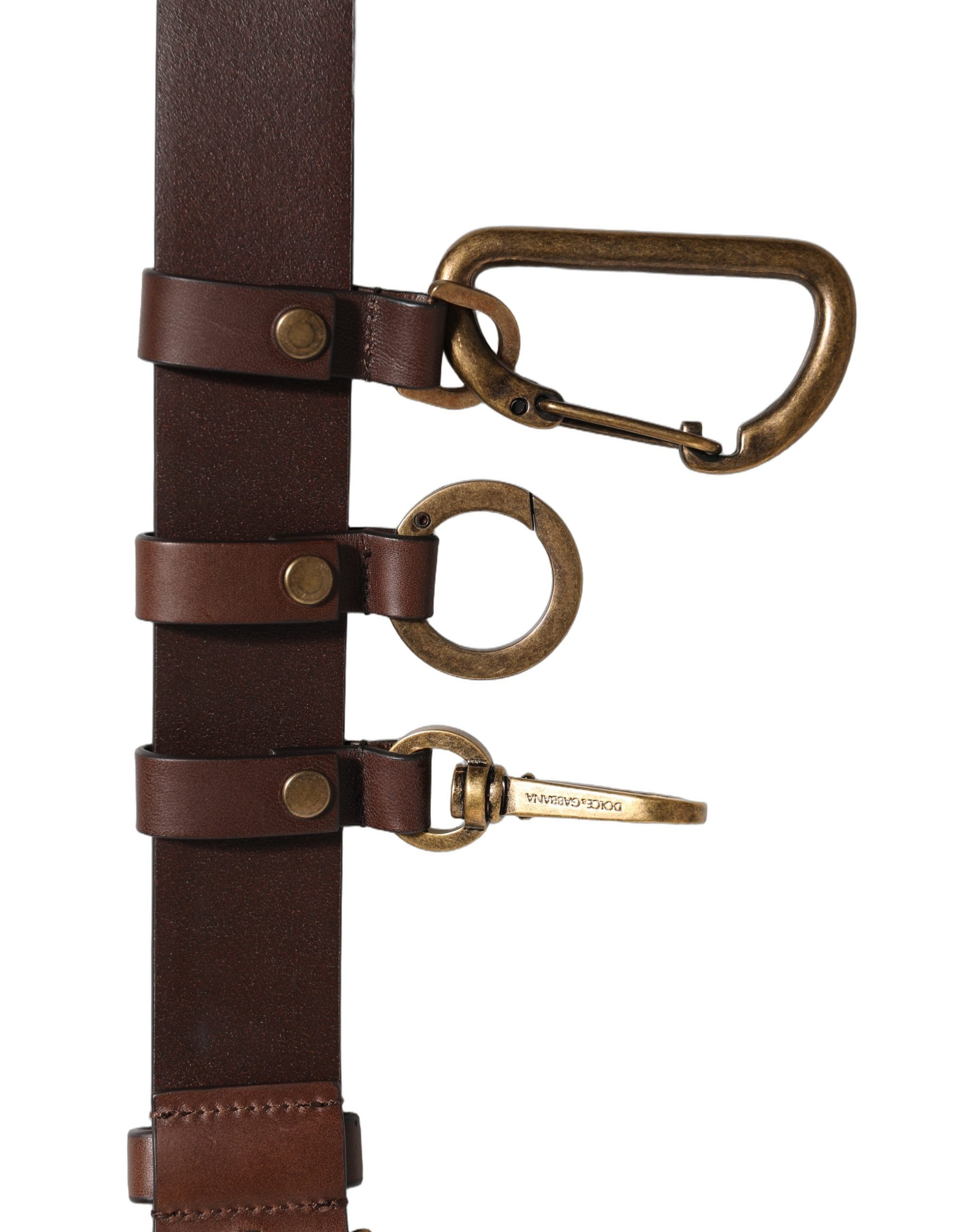 Dolce & Gabbana Brown Calfskin Leather Gold Metal Buckle Belt Dolce & Gabbana