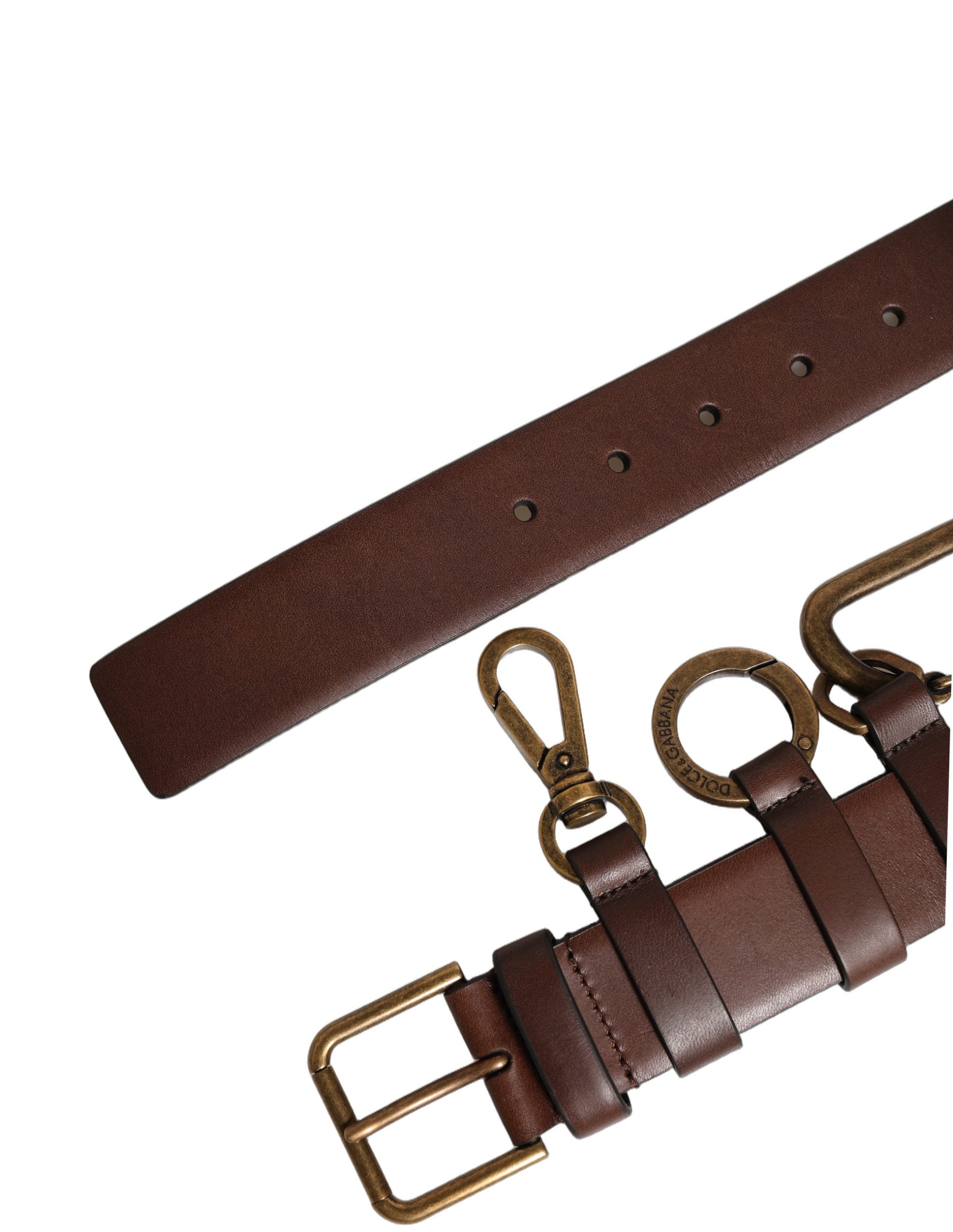 Dolce & Gabbana Brown Calfskin Leather Gold Metal Buckle Belt Dolce & Gabbana