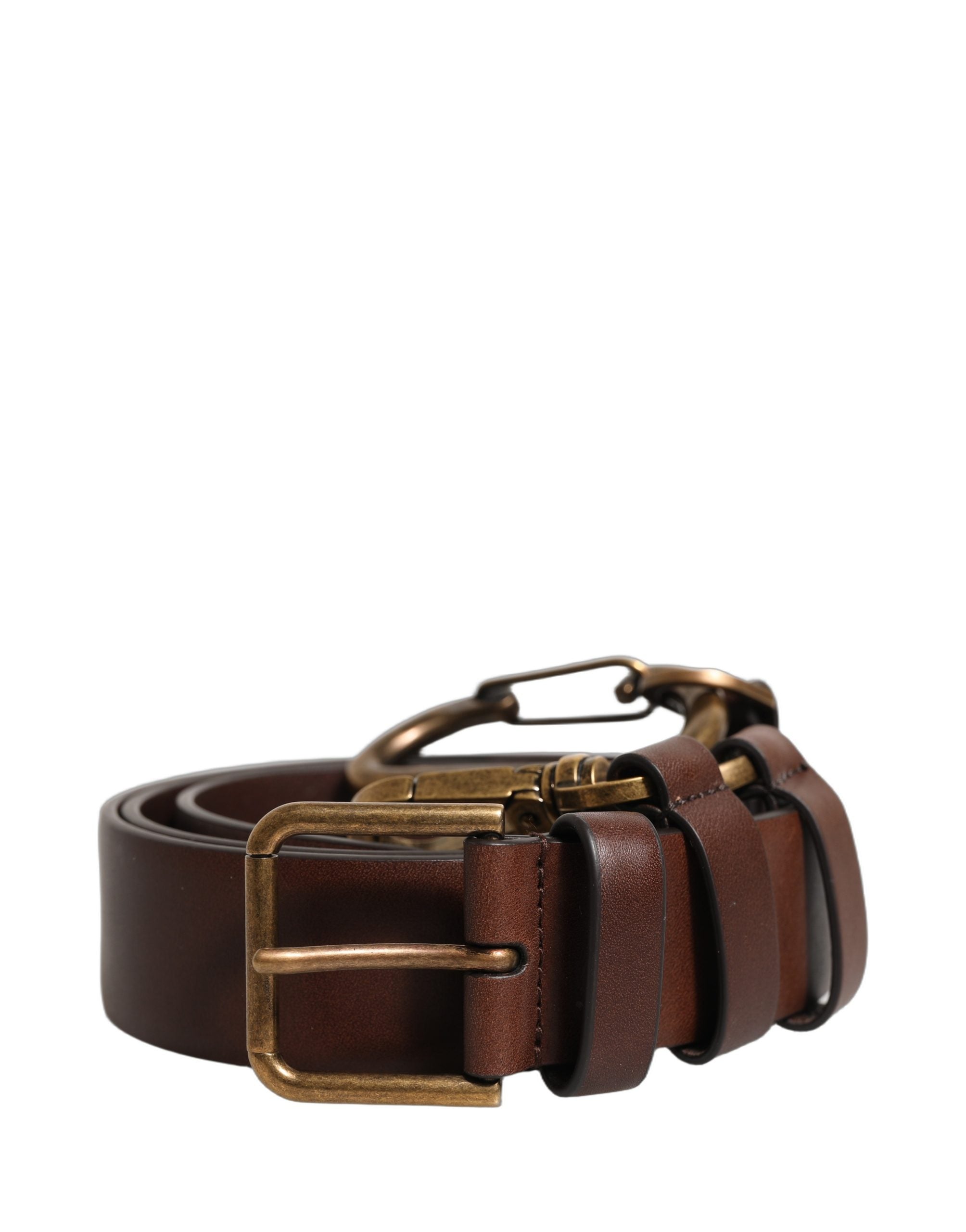 Dolce & Gabbana Brown Calfskin Leather Gold Metal Buckle Belt Dolce & Gabbana