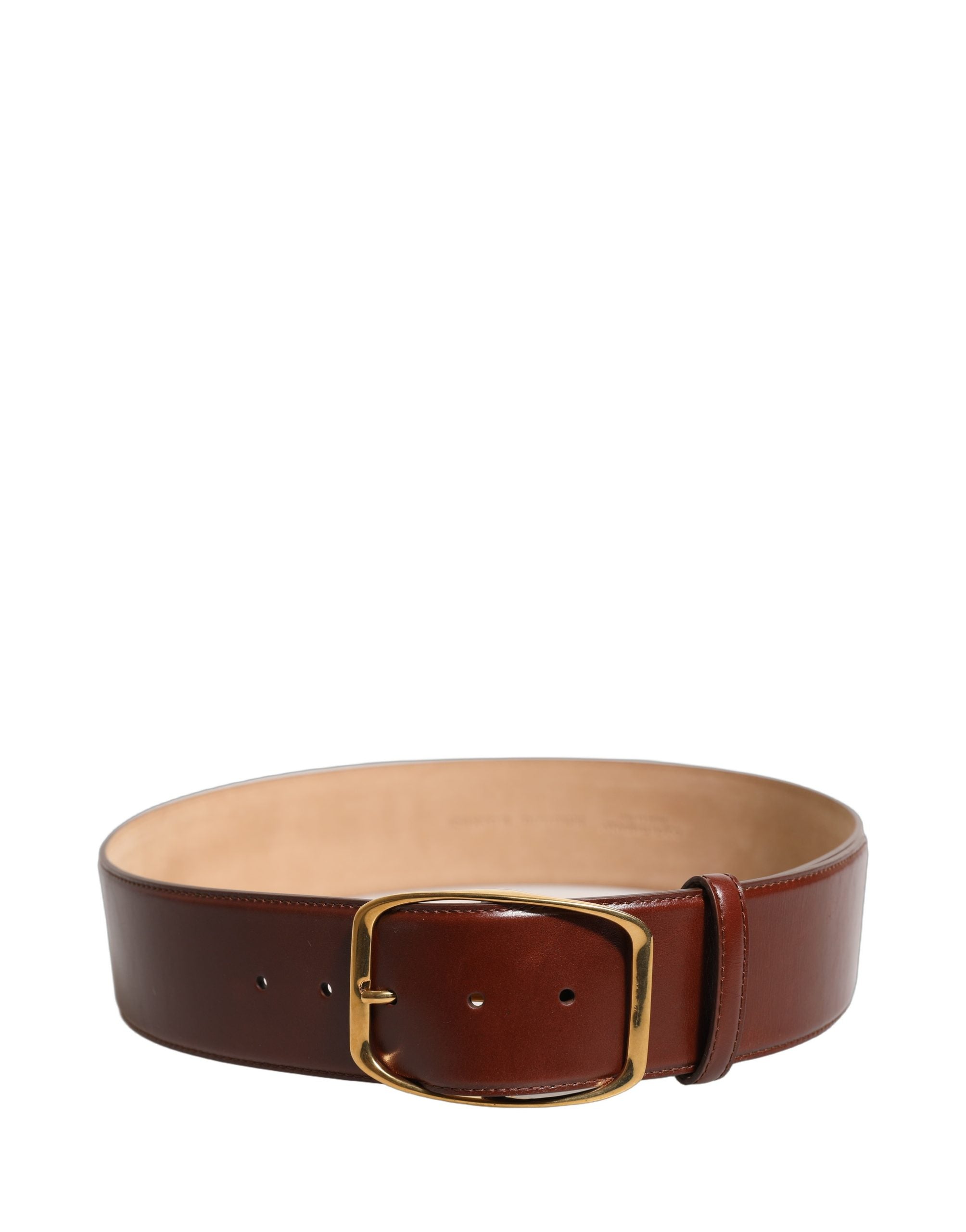 Dolce & Gabbana Brown Calfskin Leather Gold Metal Buckle Belt Dolce & Gabbana
