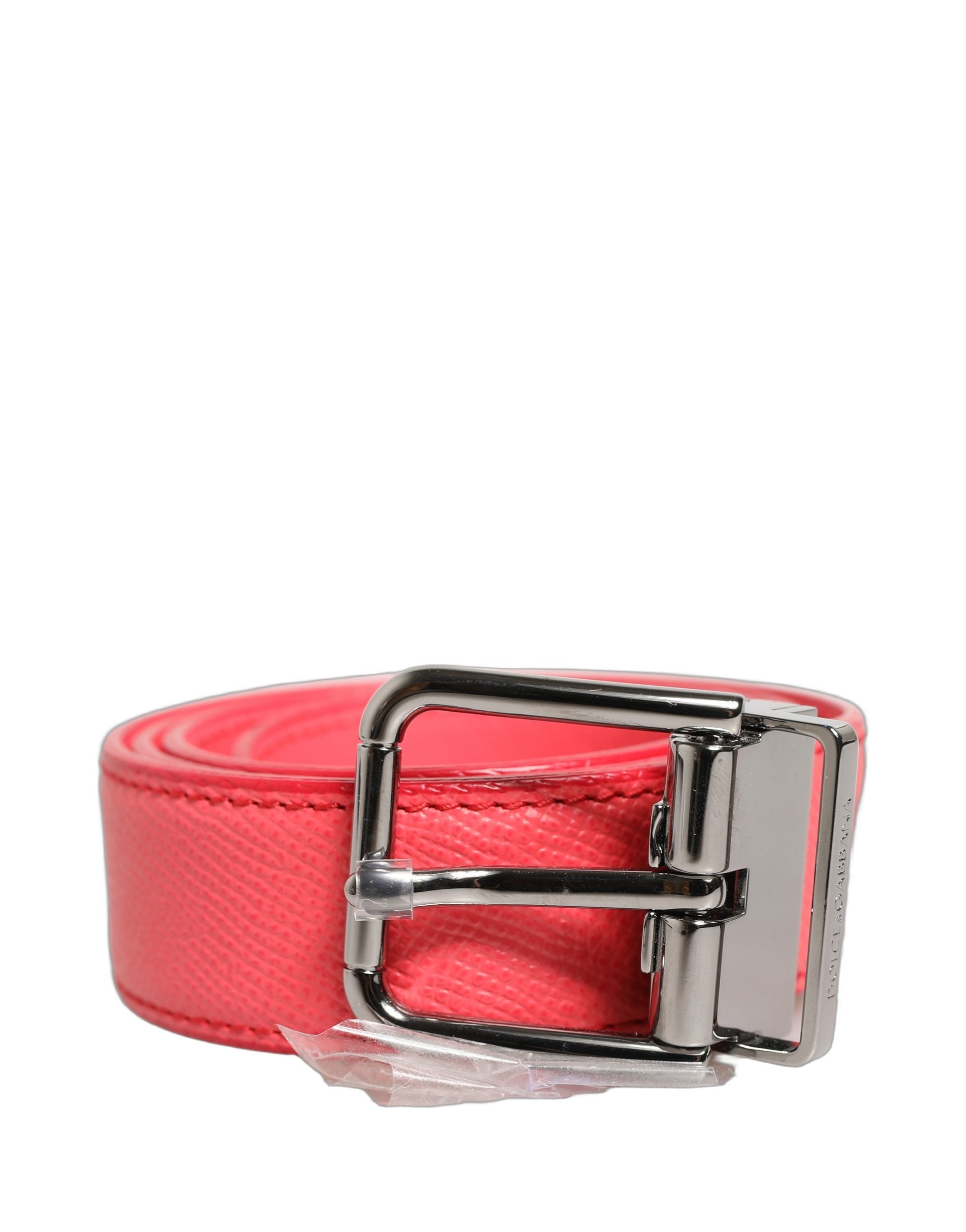 Dolce & Gabbana Pink Lambskin Leather Silver Metal Buckle Belt Dolce & Gabbana