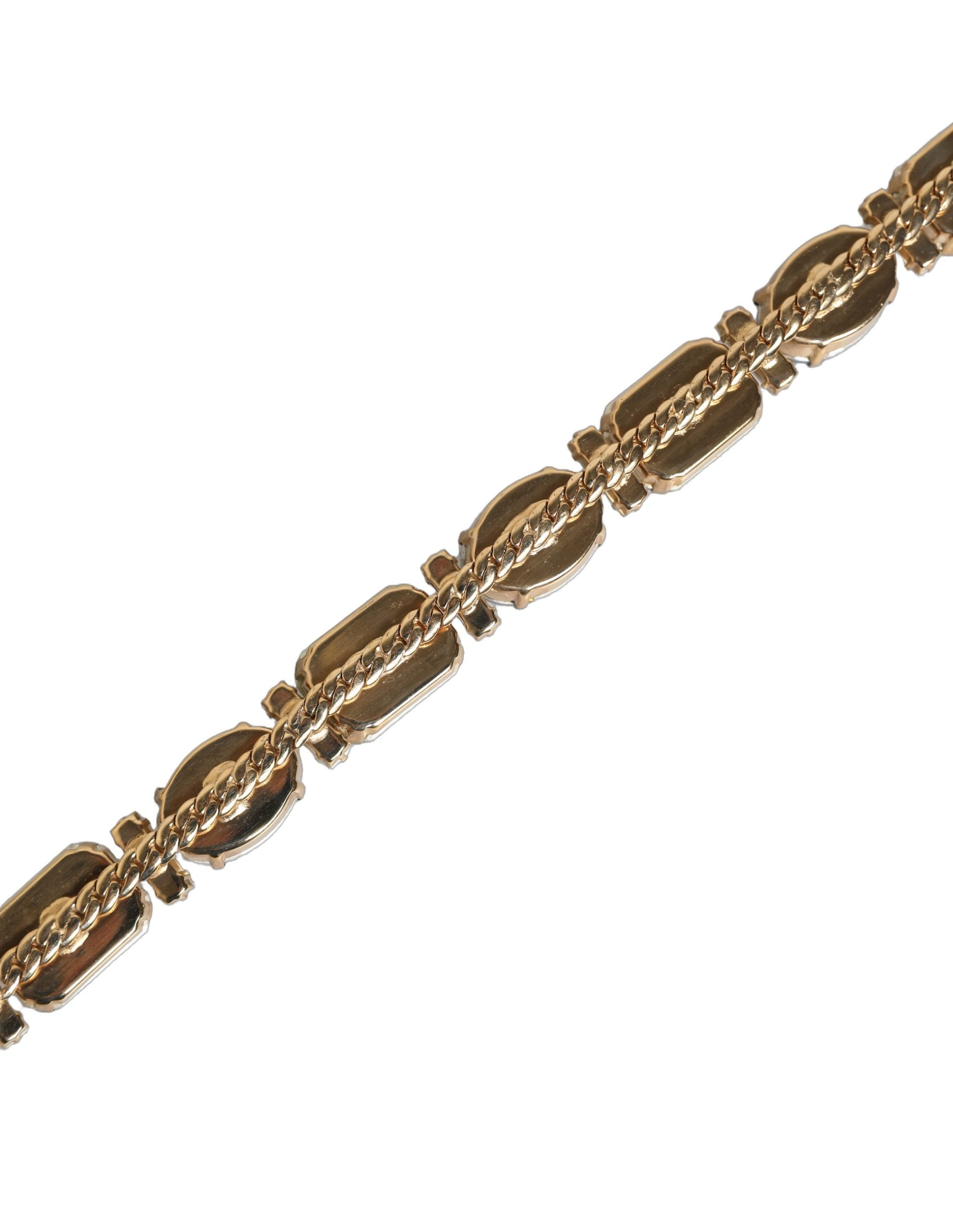 Dolce & Gabbana Blue Leather Crystal Chain Embellished Belt Dolce & Gabbana