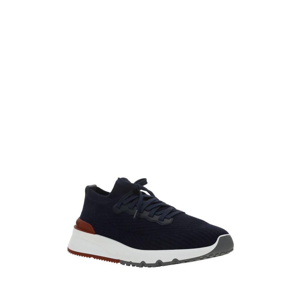 Brunello Cucinelli Blue Cotton Low Top Sneakers Brunello Cucinelli