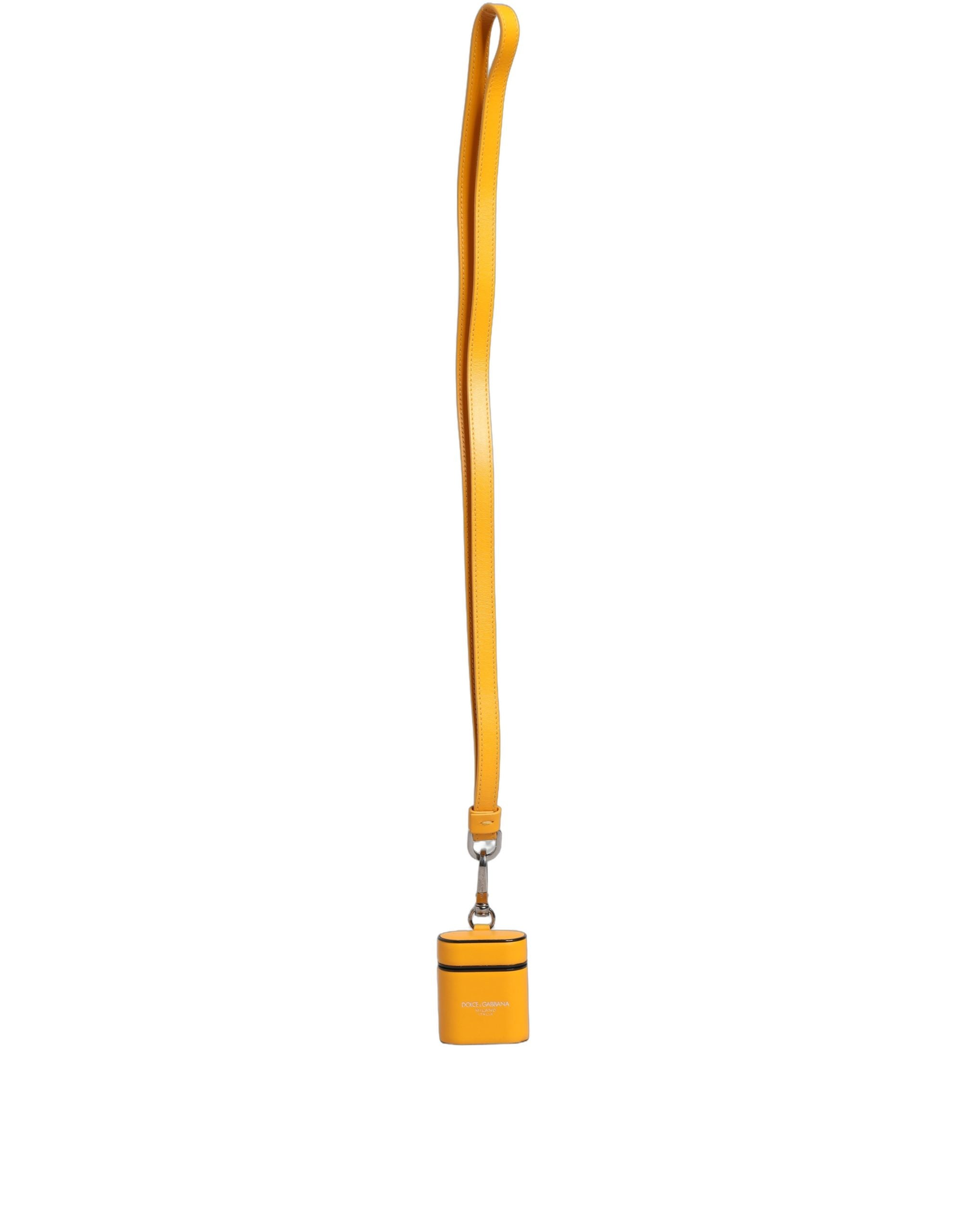 Dolce & Gabbana Case Yellow Calf Leather Logo Flip Holder Strap Airpods Dolce & Gabbana