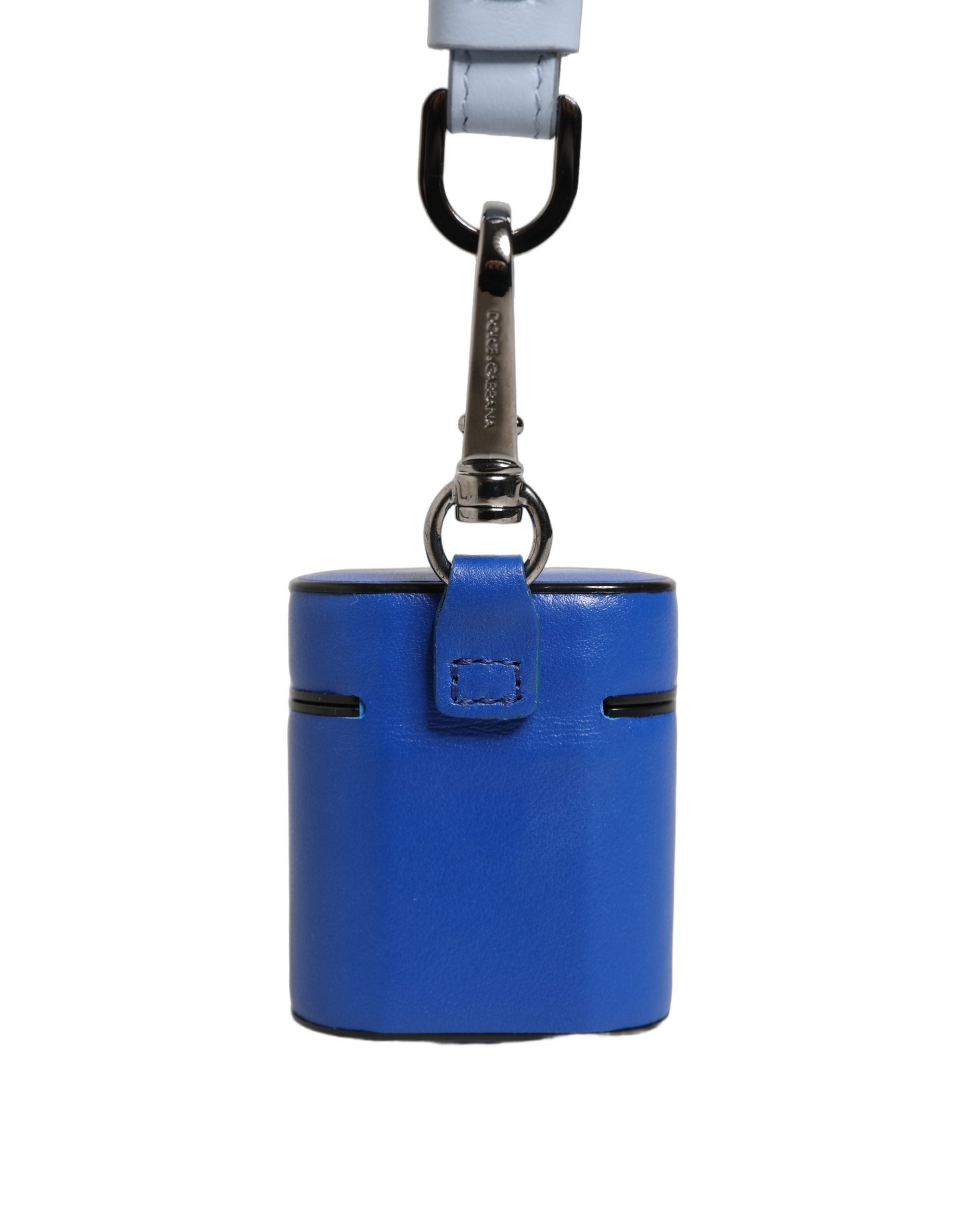 Dolce & Gabbana Case Blue Calf Leather Logo Flip Holder Strap Airpods Dolce & Gabbana