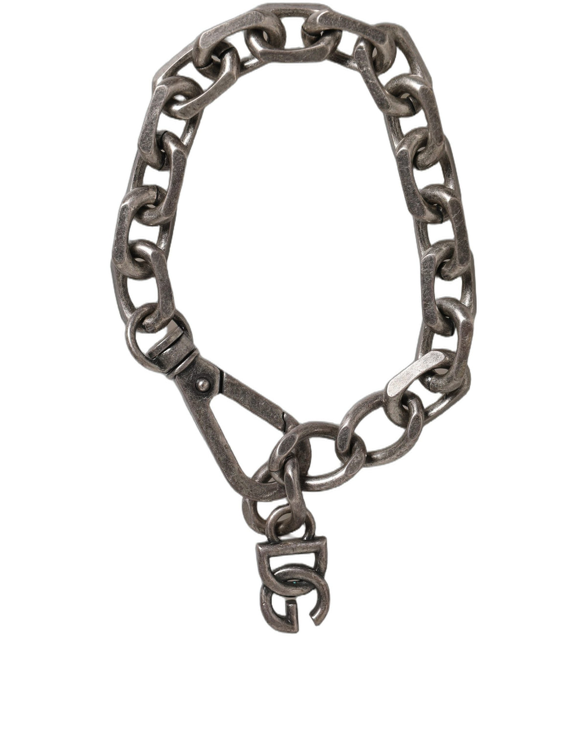 Dolce & Gabbana Silver Tone Heavy Chain Link Signature DG Logo Bracelet
