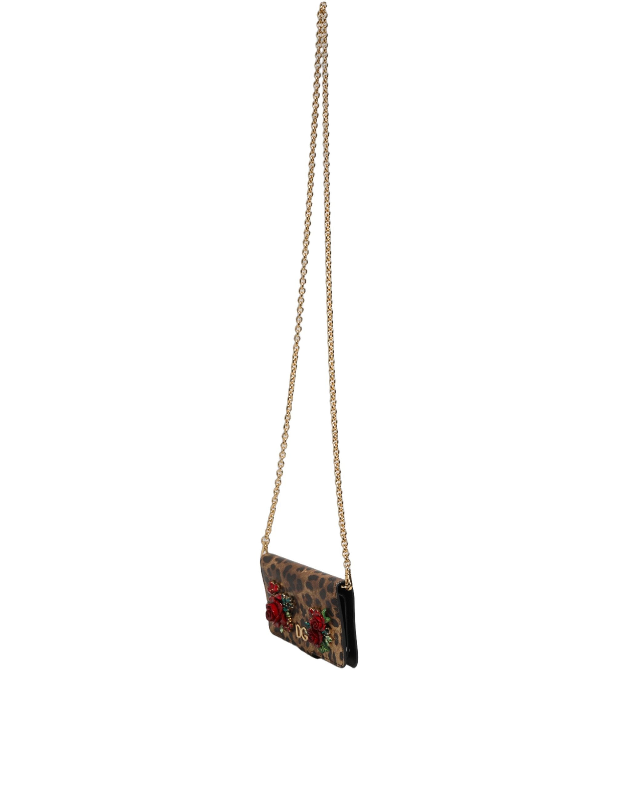 Dolce & Gabbana Flip Cover Brown Leopard Crystal iPhone X - XS Case Dolce & Gabbana